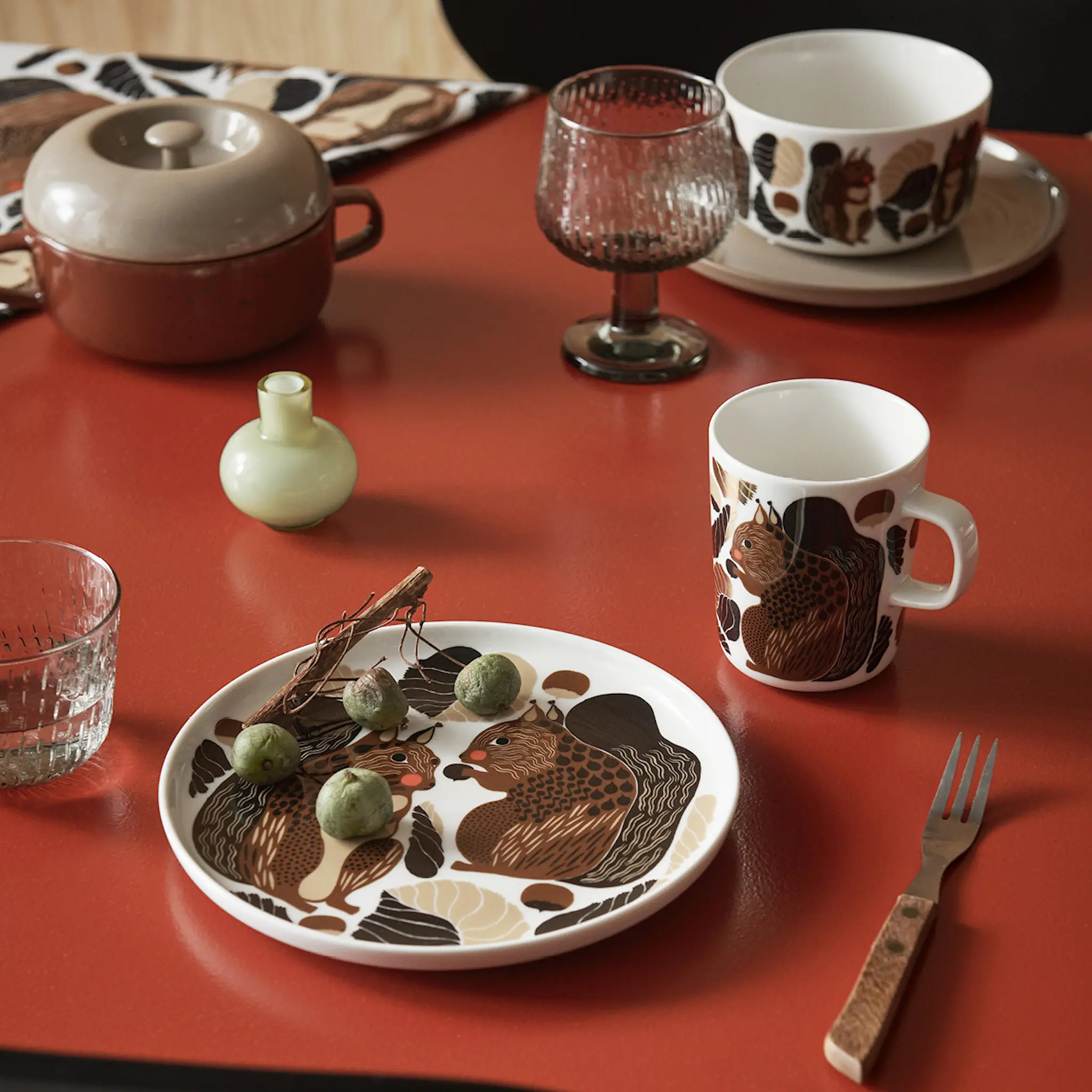 Marimekko Kurre mugg 25 cl vit/brun/grön