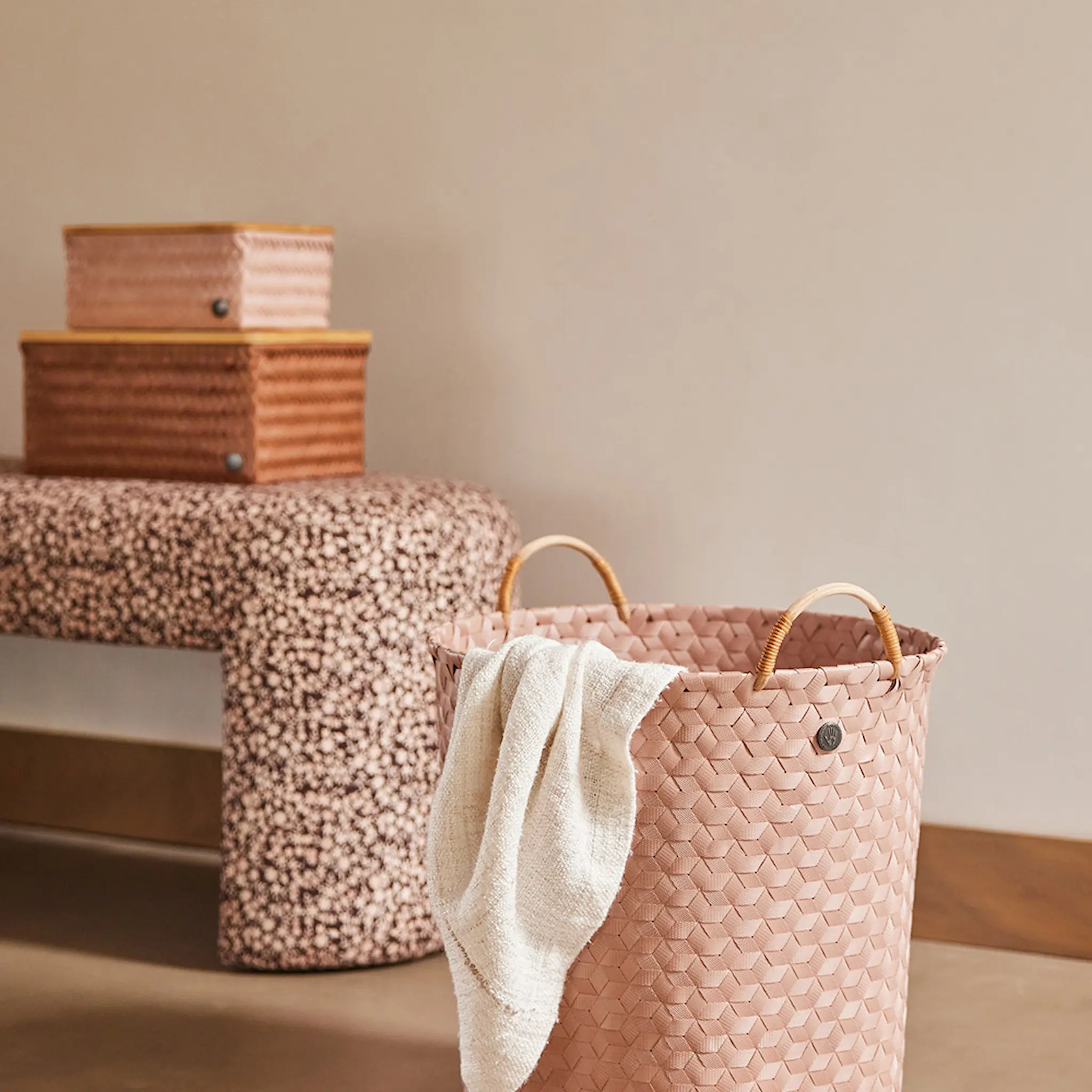 Handed By Top Fit Medium høy oppbevaringskurv m/lokk 24x18x11 cm copper blush