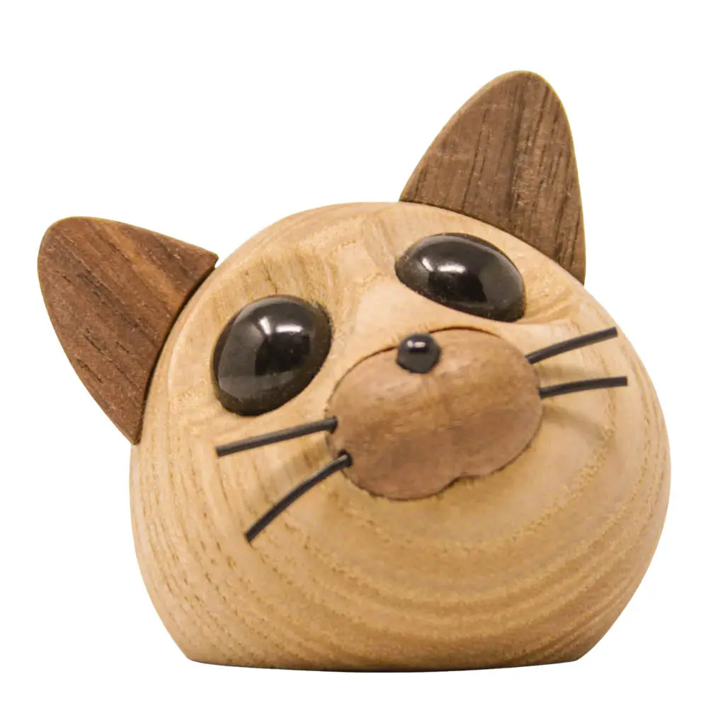 Puufiguuri Kissanpentu Figaro 6 cm Saarni/Pähkinä