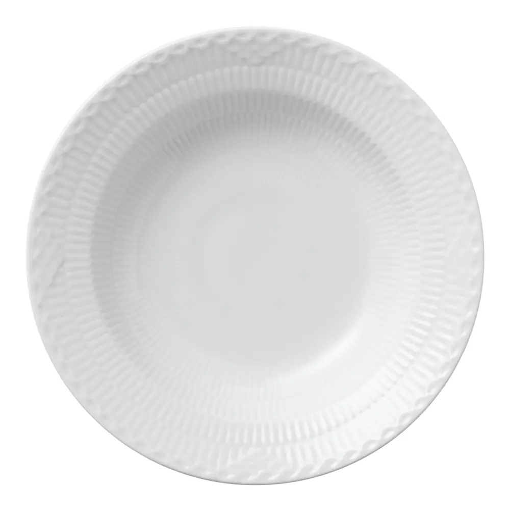 White Fluted Half Lace Syvä lautanen 21 cm