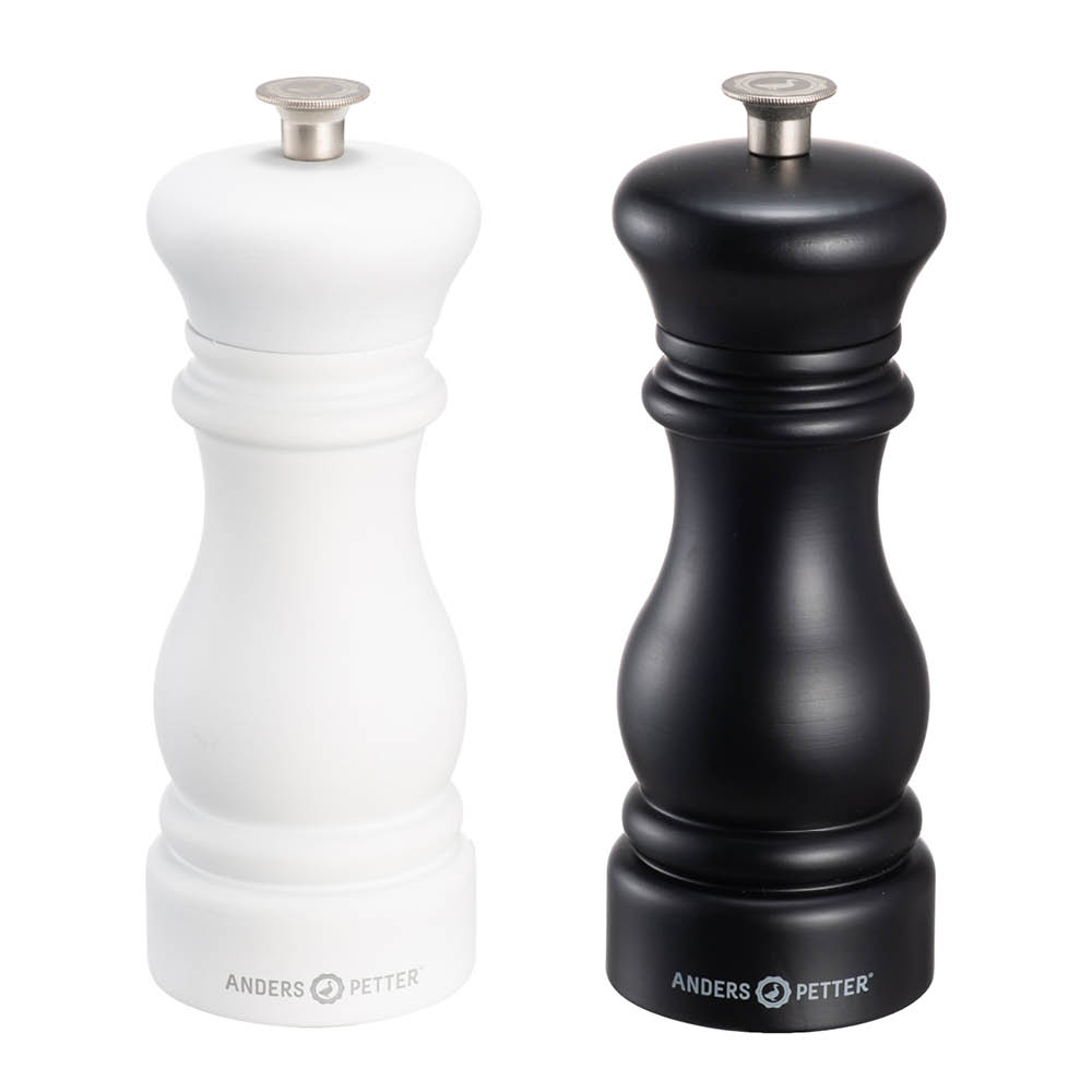 Anders Petter - Classic suola- ja pippurimylly 16,5 cm 2 kpl pyökki/musta/valkoinen