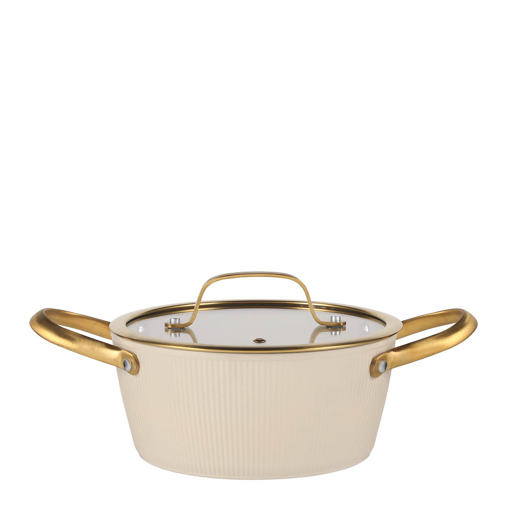 Maku Kitchen Life Kasserolle med glasslokk 2,4L 20 cm beige