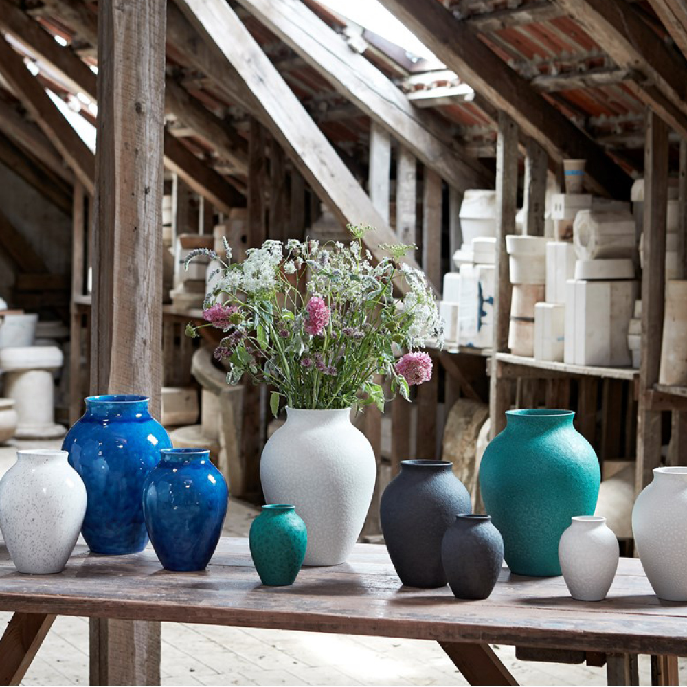 Knabstrup Keramik Vase 12,5 cm irr grønn