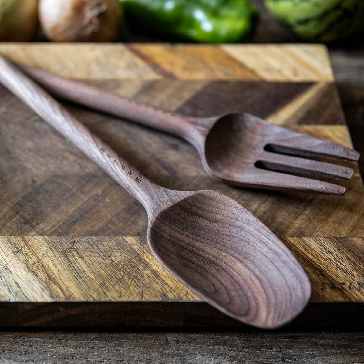 Satake Salaattiottimet 33 cm 2 osaa Pähkinäpuu