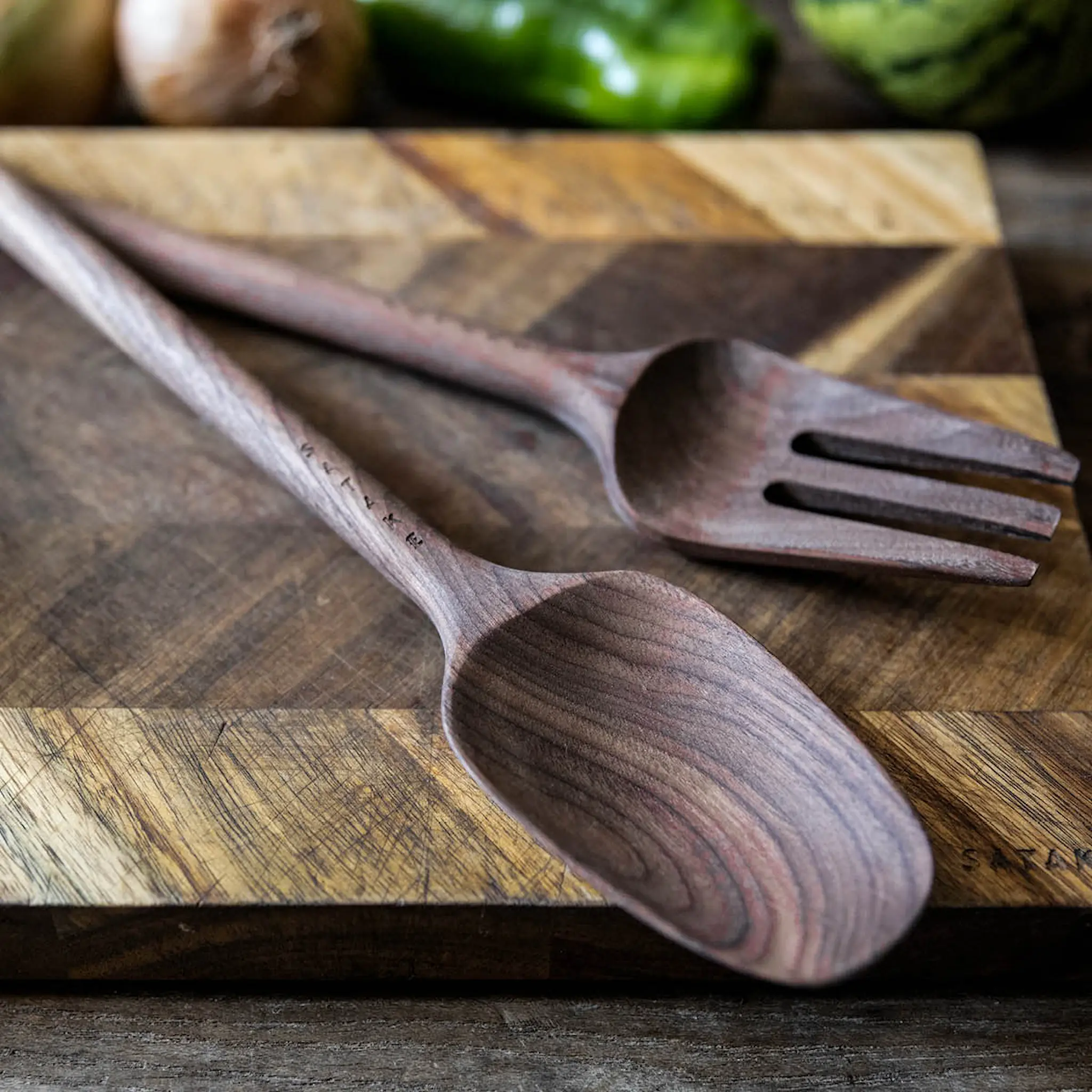 Satake Salaattiottimet 33 cm 2 osaa Pähkinäpuu