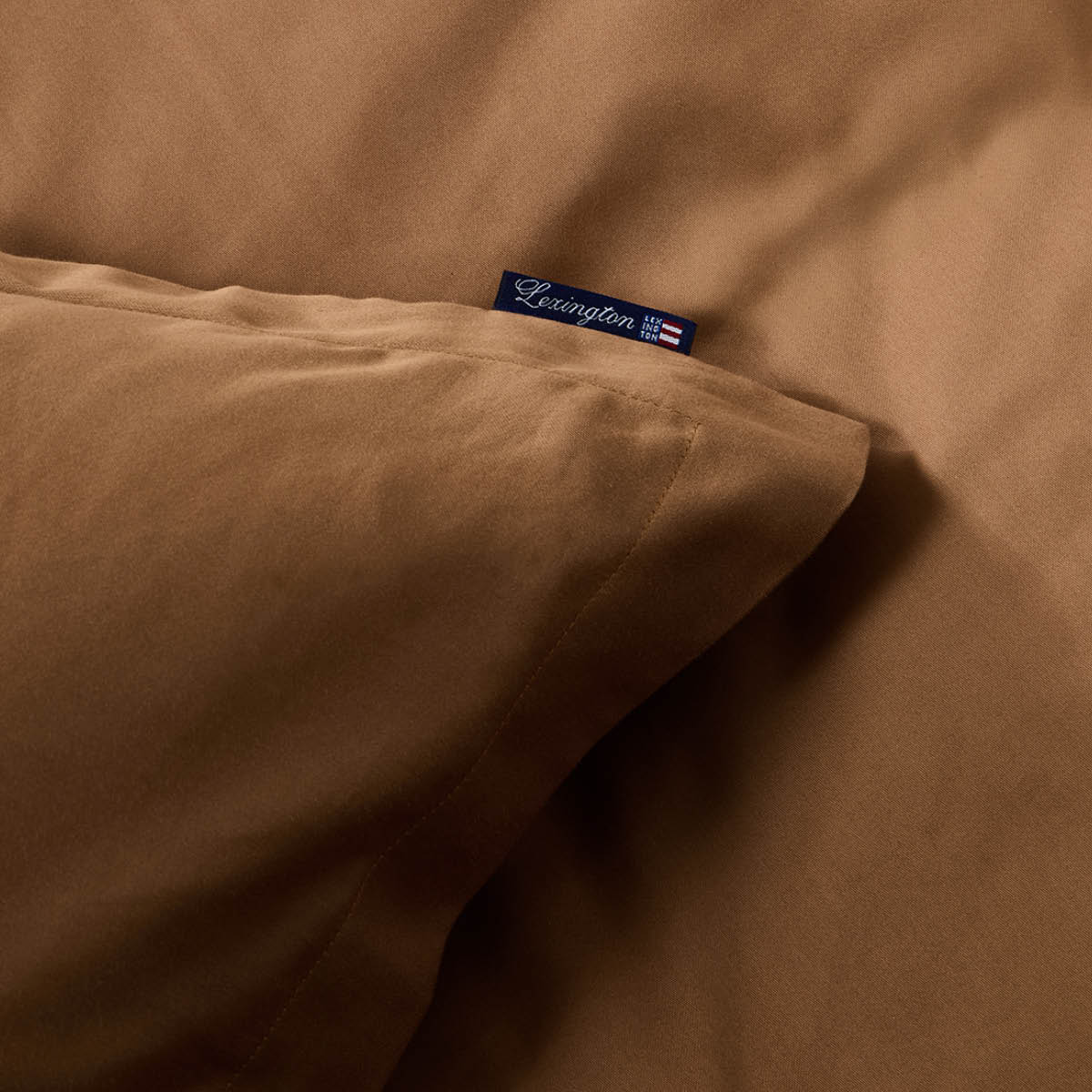 Lexington Påslakanset 150x210 cm bomullsatin enfärgat fudge