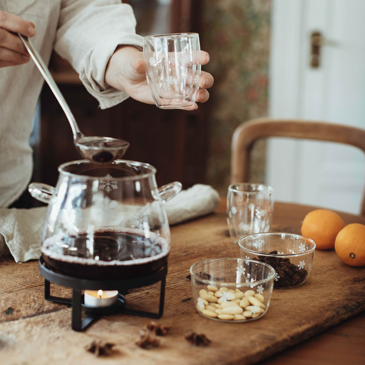 Dorre Snøfnugg rosin- og mandelskål 10,5 cm 2 stk glass