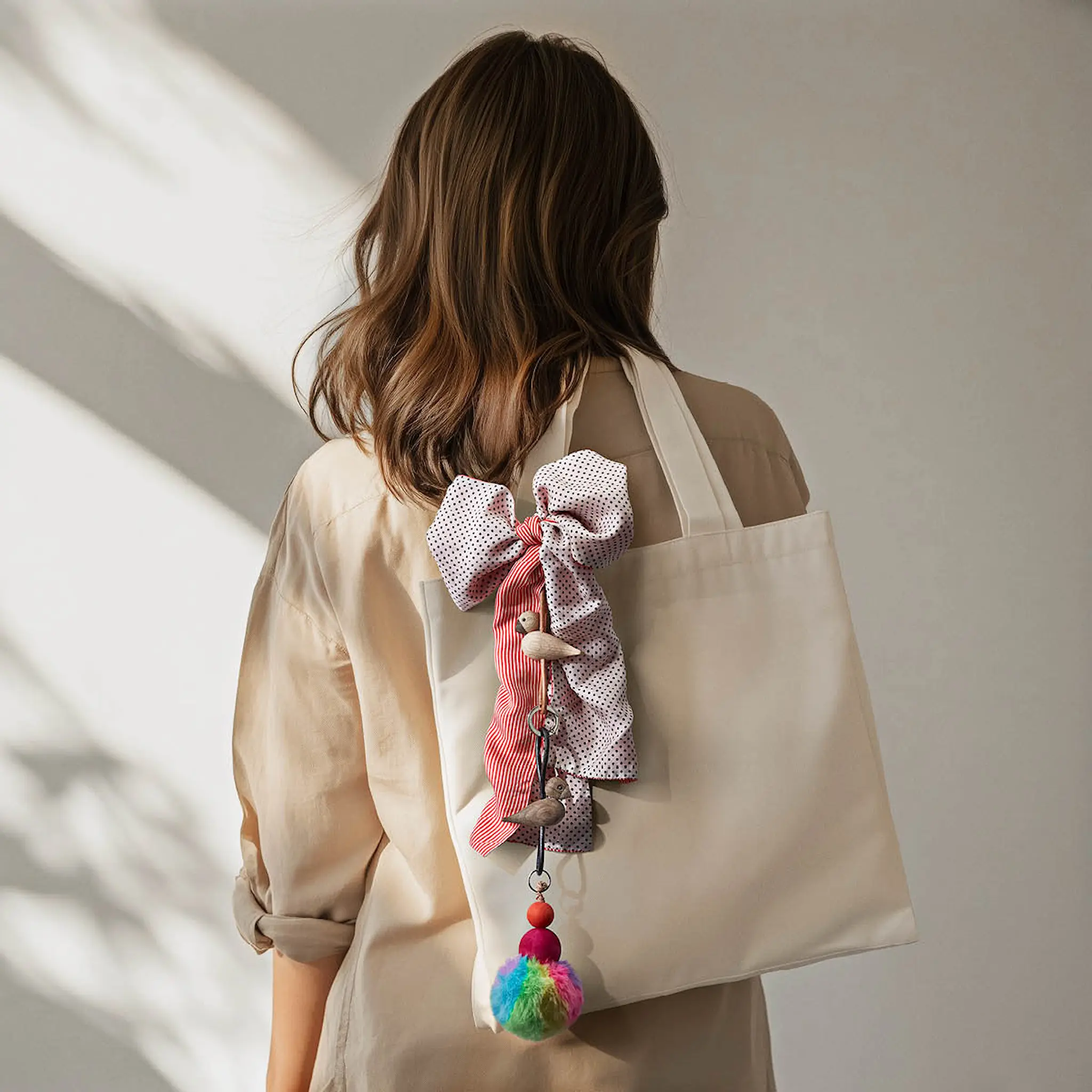 Kay Bojesen Denmark Fågel nyckelring 6x4,5 cm silver/svart/rökt ek