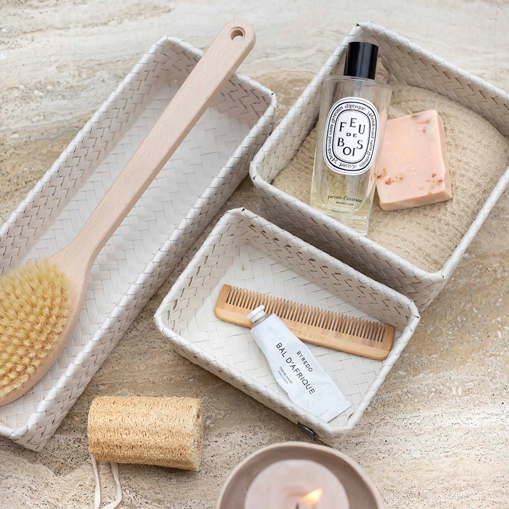 Handed By Fit lång förvaringskorg 39x12x7 cm champagne