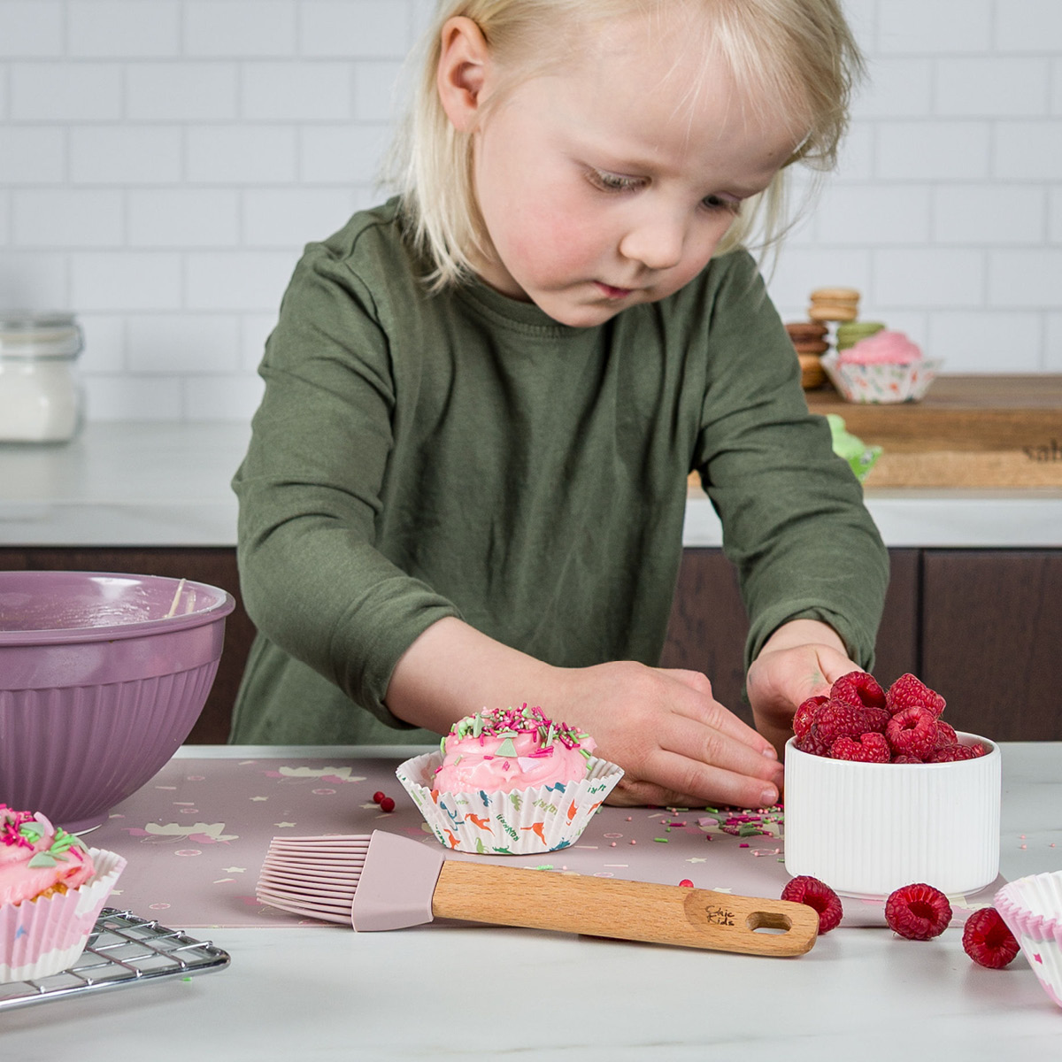 Modern House Chic Kids bakesett til barn 3 deler lys rosa