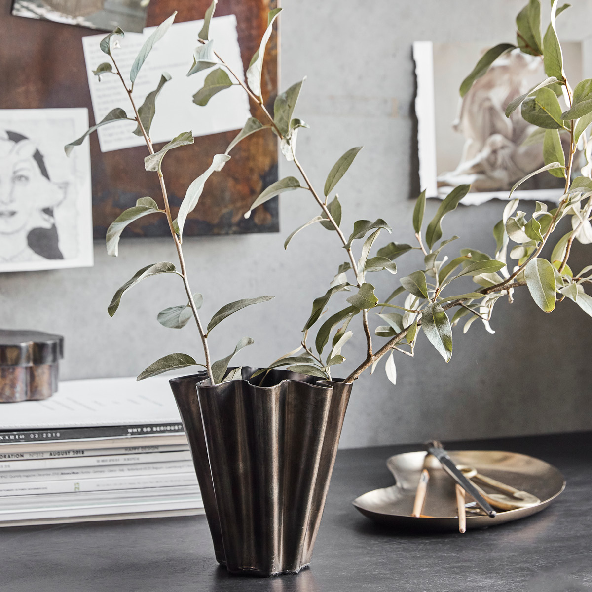 House Doctor Flood vase 12,5 cm antikk brun