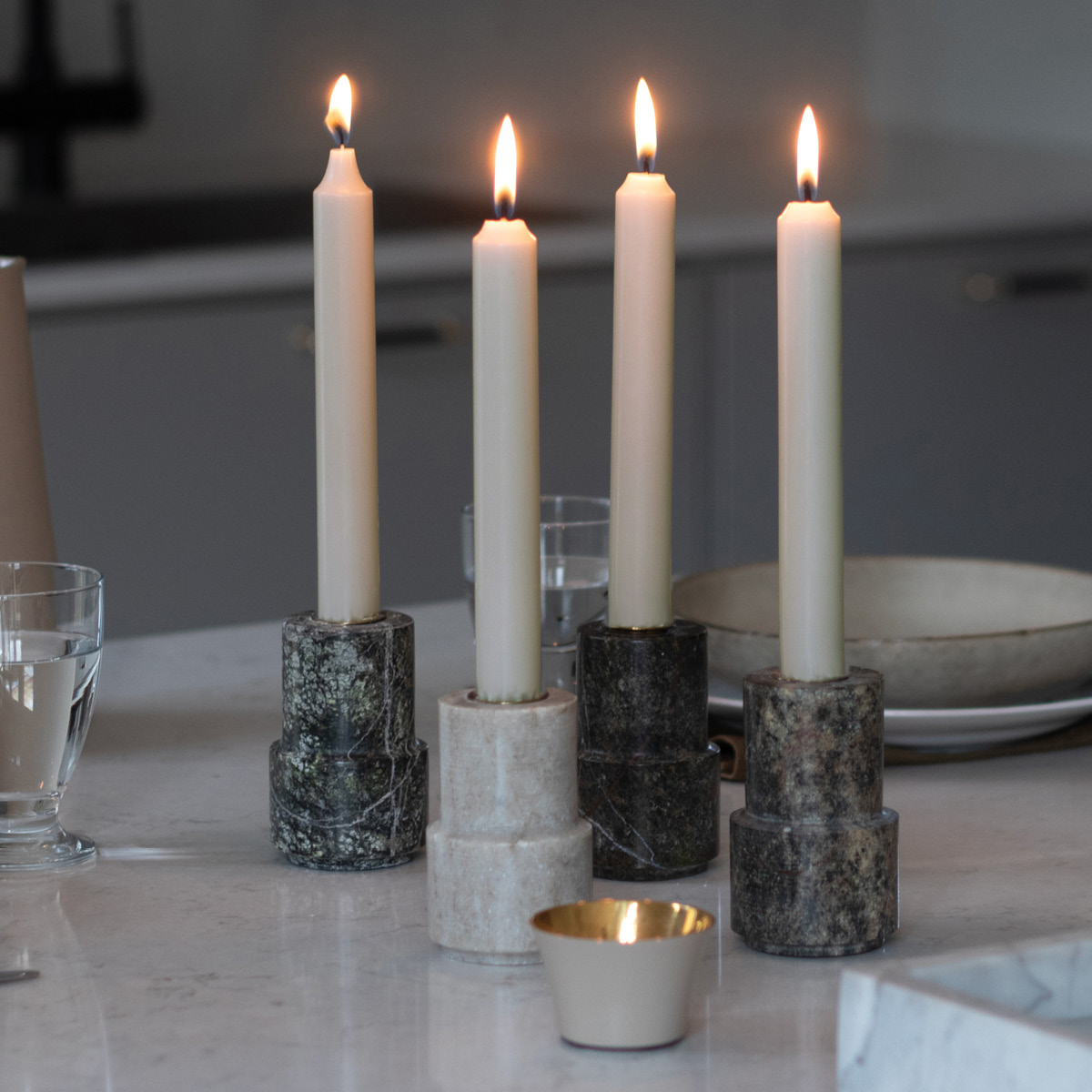 Liljeholmens Kruunukynttilä 20,7 cm 4 kpl Harmaa