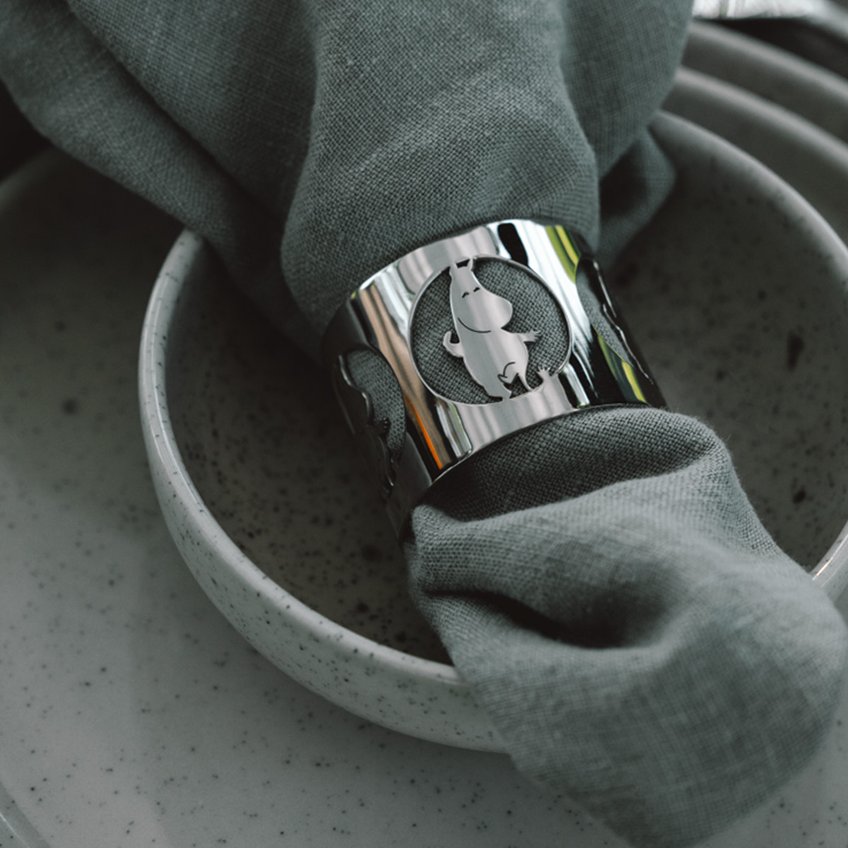 Hilke Hilke x Mumin Servettringar 5 cm 2-pack Mumintrollet Förnicklad Mässing