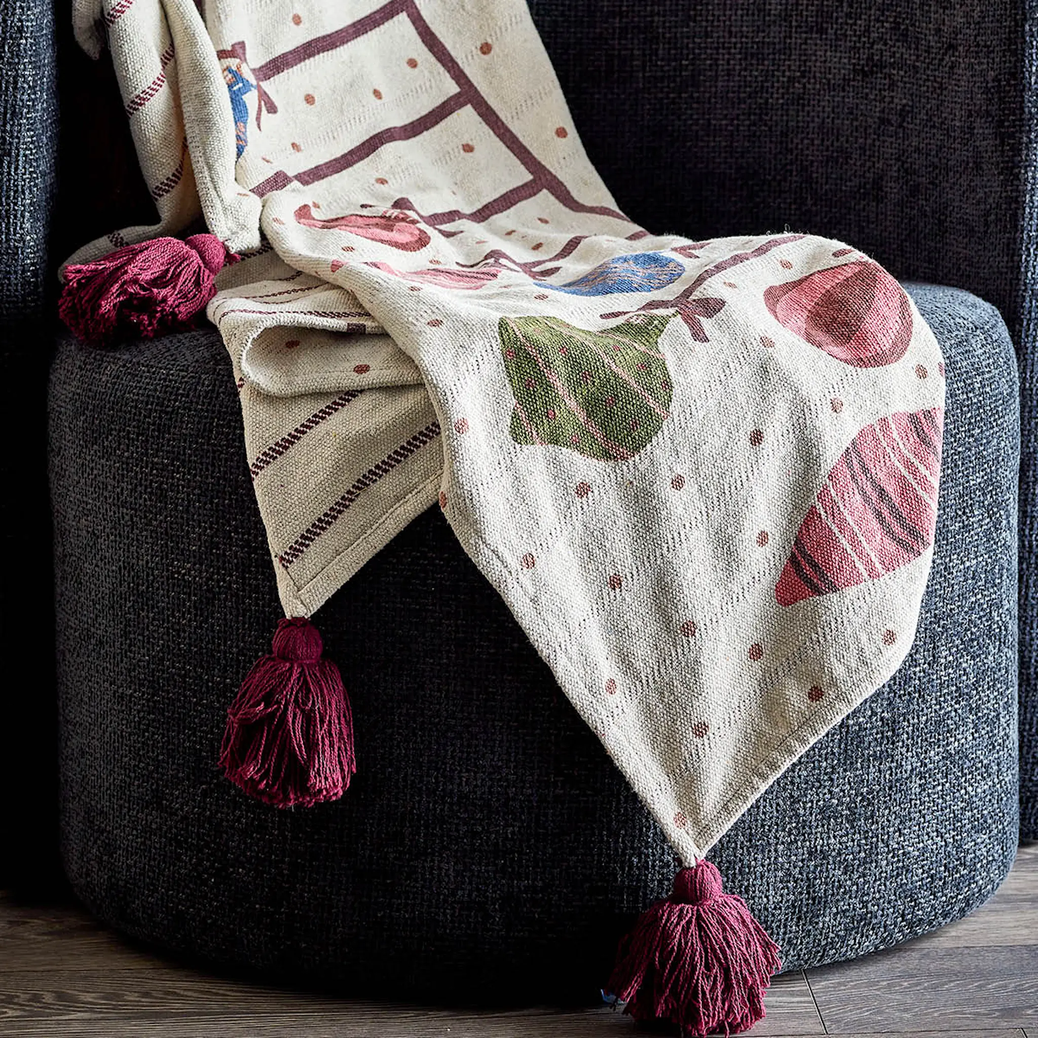 Bloomingville Ornamentia pläd 160x130 cm multi