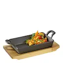BBQ Grill-/Serveringspanna med träfat 20x12 cm