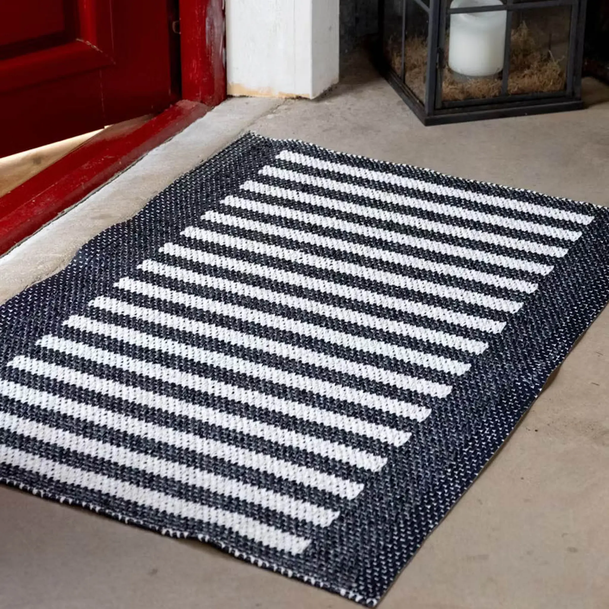 Rotor Design Stripes Ovimatto 70x50 cm Musta/Valkoinen