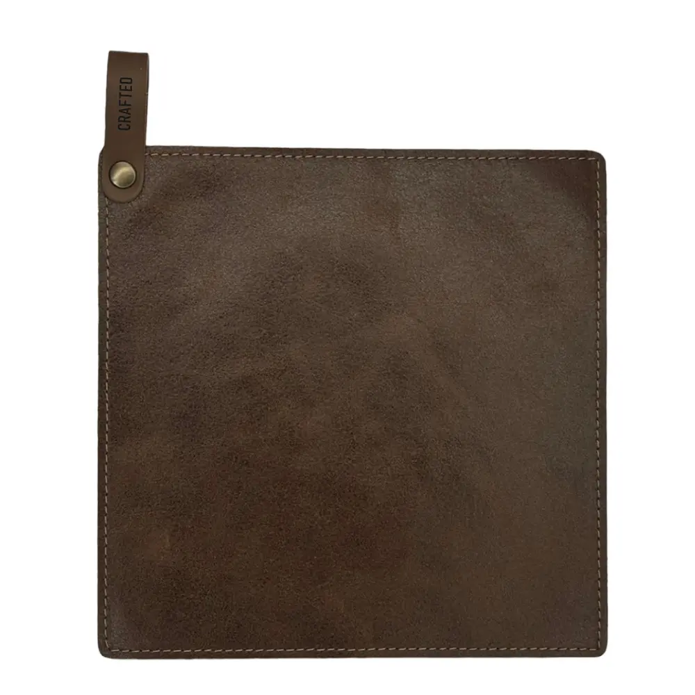 Leather gryteklut 21x21 cm brun