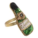 Autumn Elegance servettring champagneflaska 7 cm grön/guld