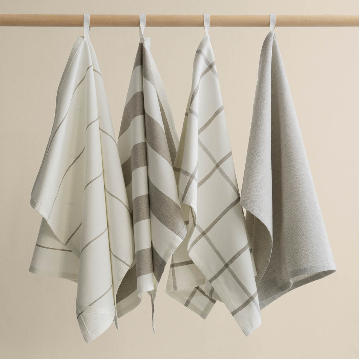 Blomus Taulo kökshandduk 70x50 cm 2-pack vit/beige randig