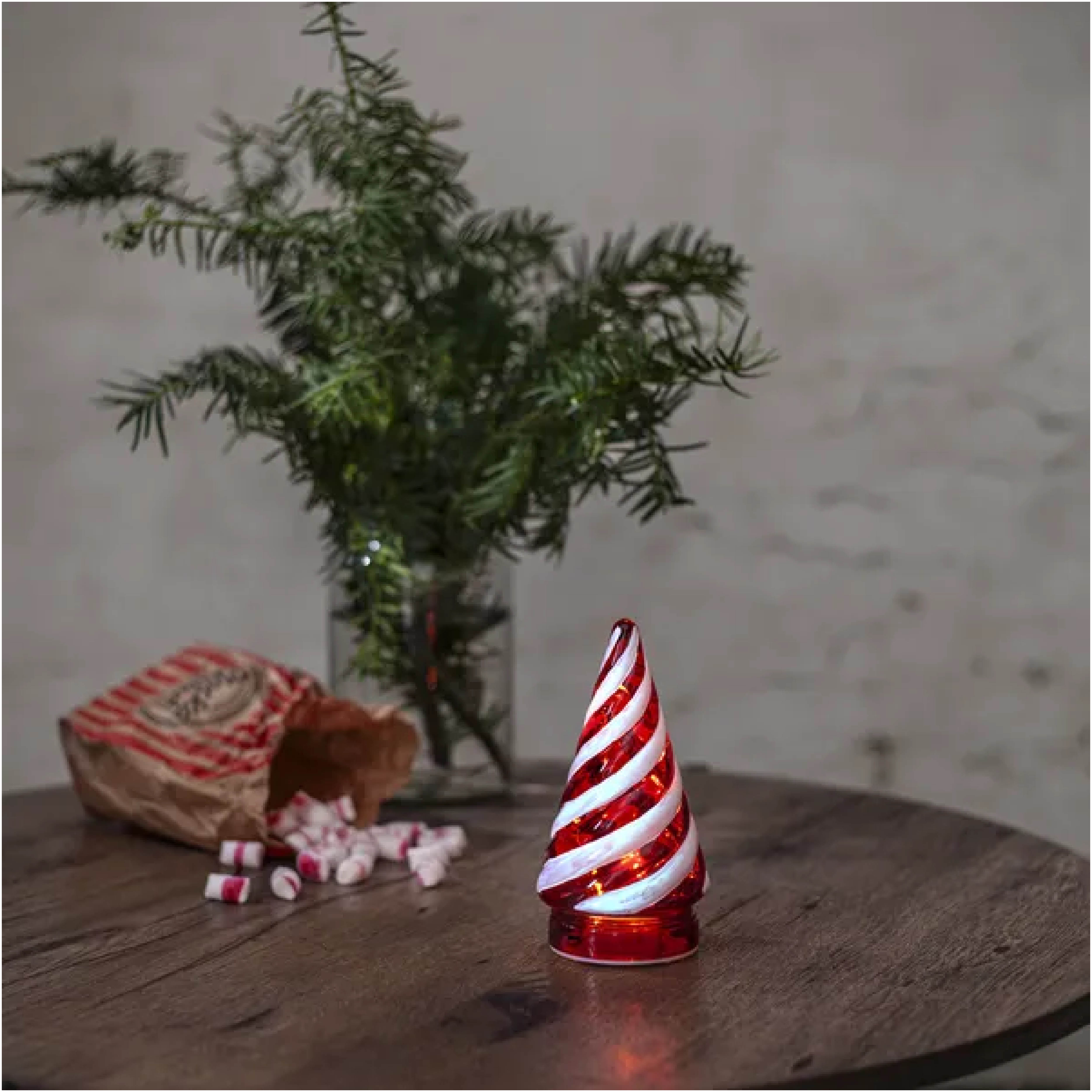 Star Trading Candy Tree bordsdekoration LED 16 cm röd/vit