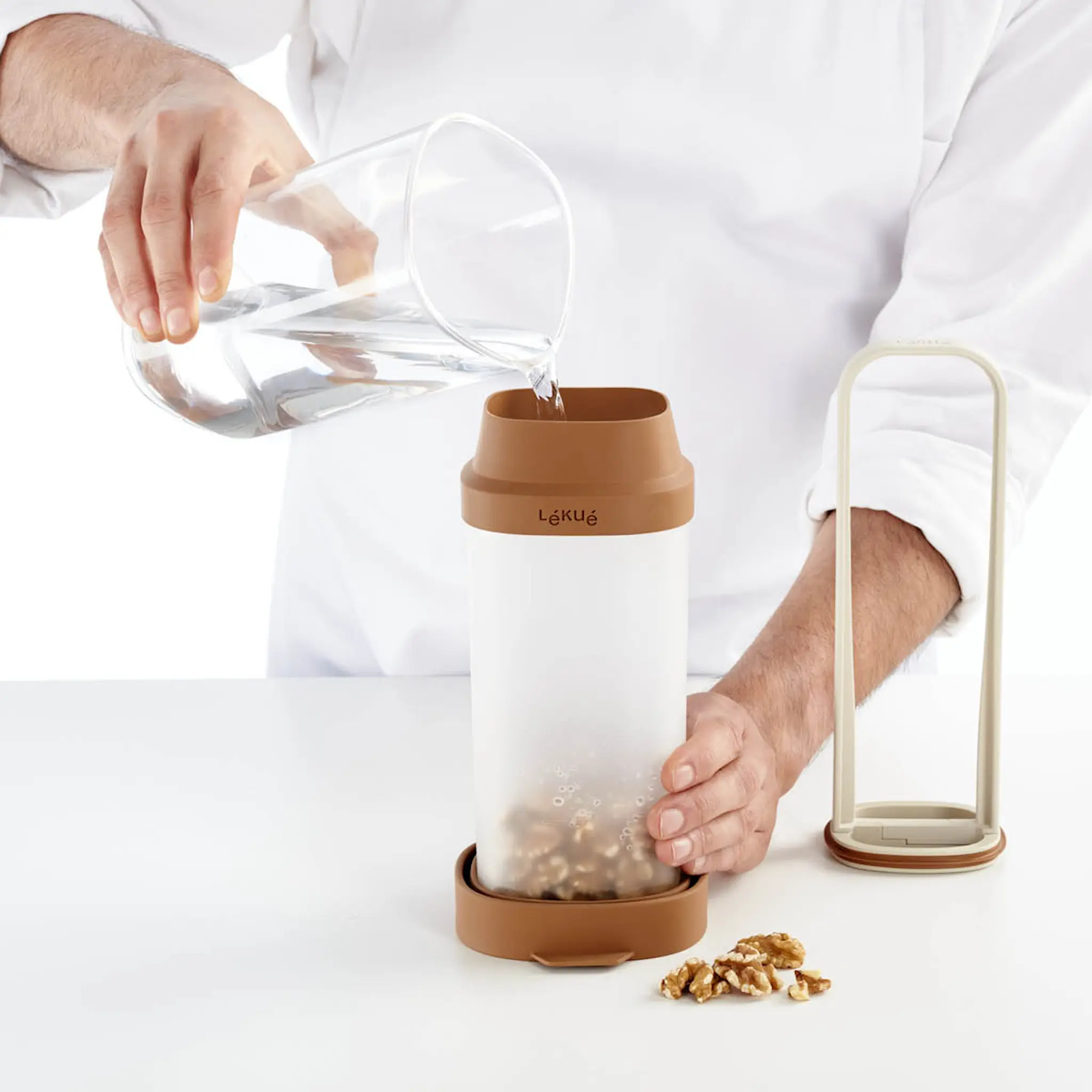 Lékué Tillverkningskärl för växtbaserad dryck 1 L  terracotta/klar