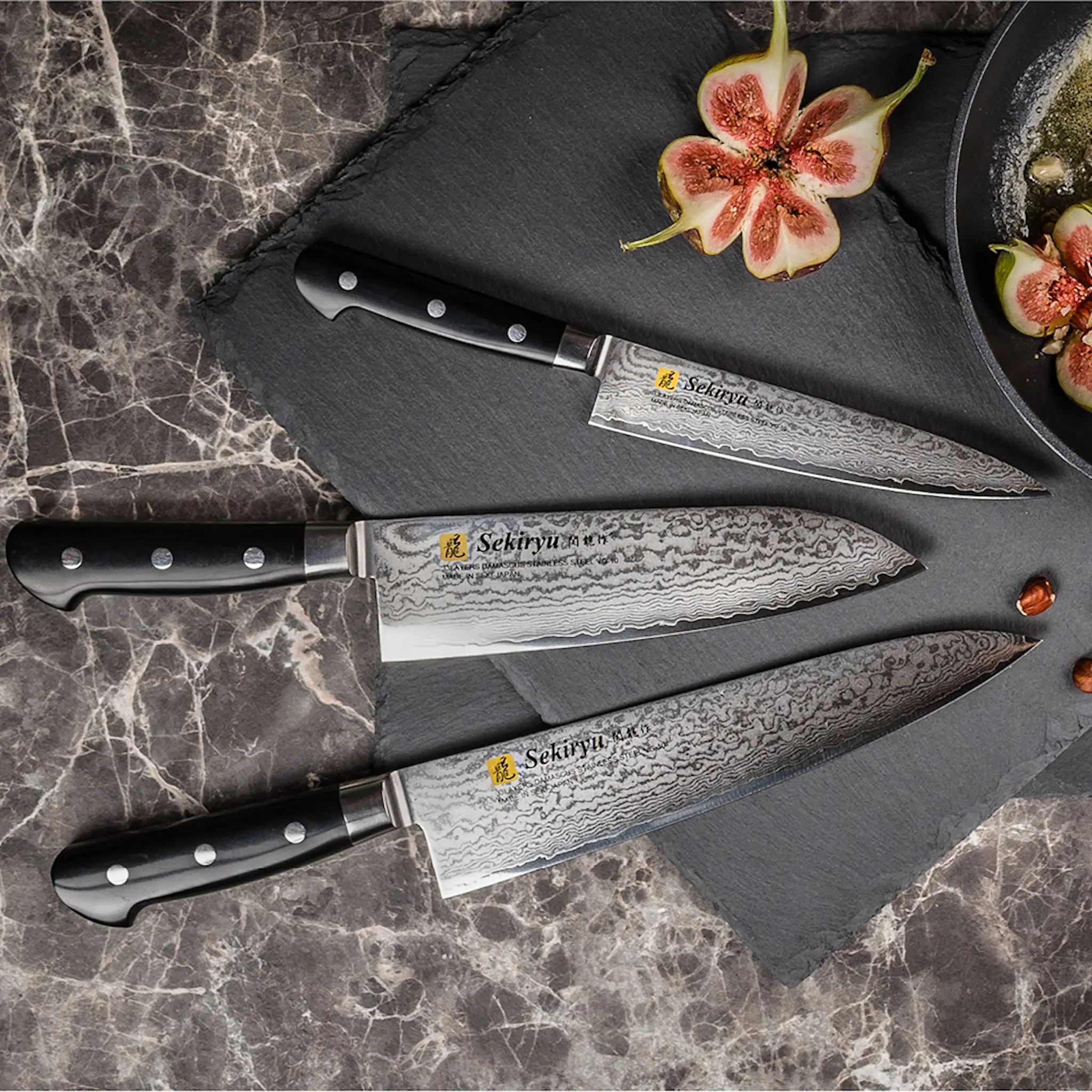 Sekiryu Damask santokukniv 18 cm svart