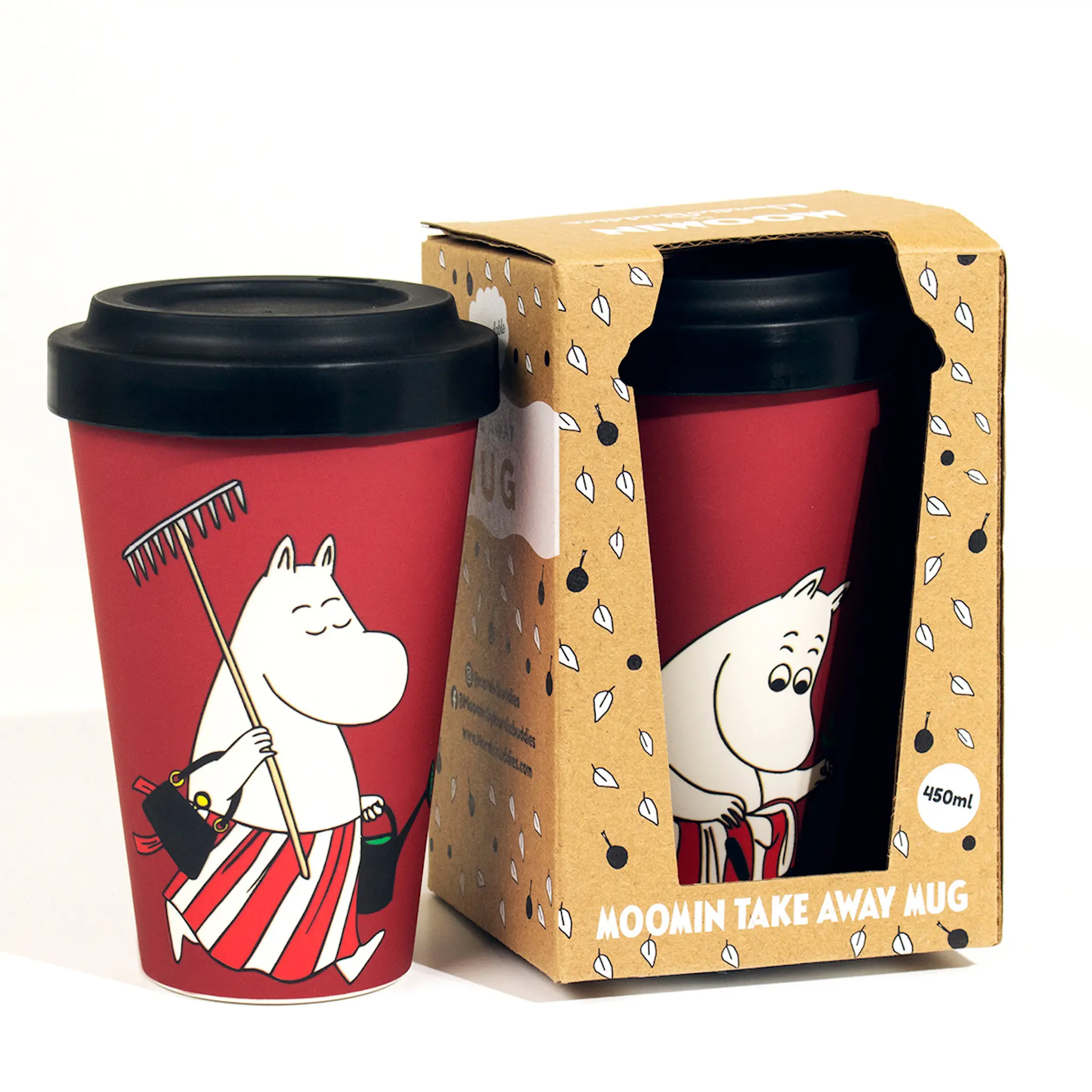 Nordicbuddies Mumin take away mugg 45 cl Mummimamma i trädgården röd