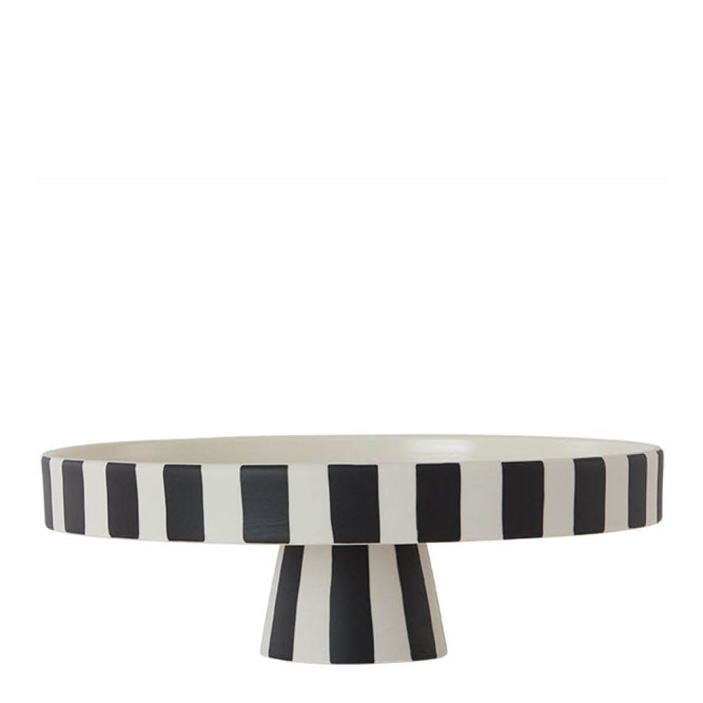 OYOY Toppu serveringsfat på fot 27 cm vit/svart