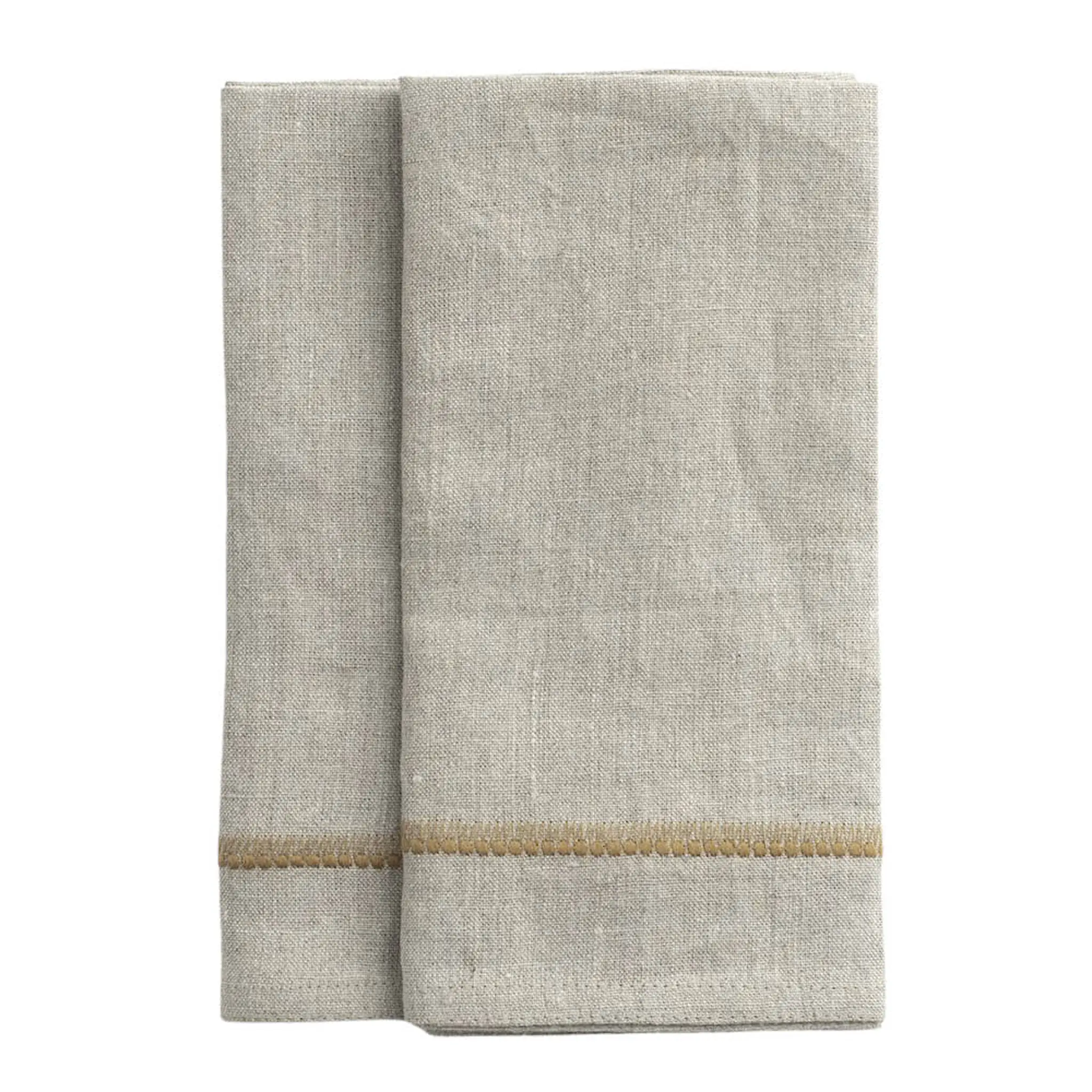 Chamois Servett linne broderad 50x50 cm 2-pack ockra