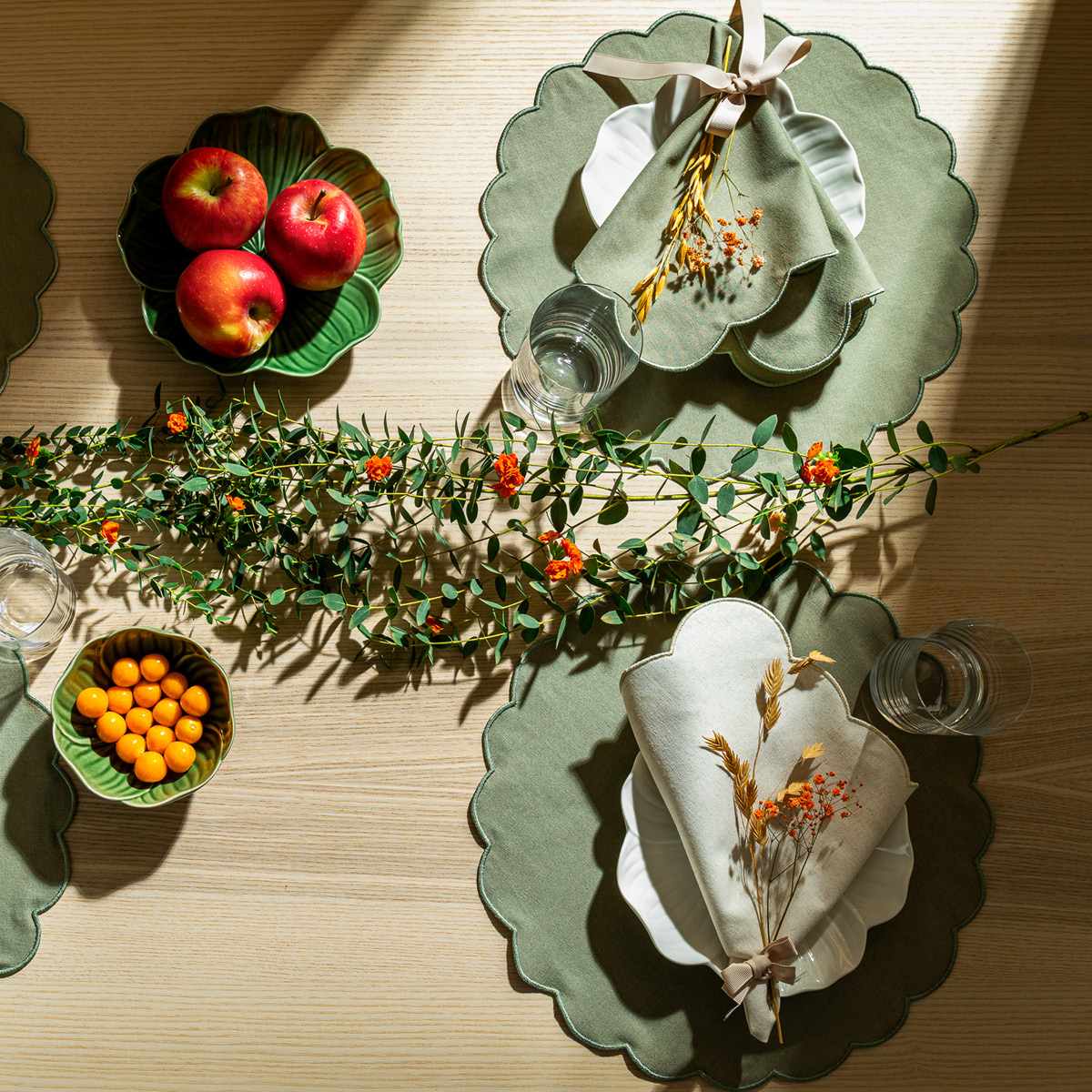 Ziczac Scallopped Pöytätabletti 36 cm 2 kpl Vihreä