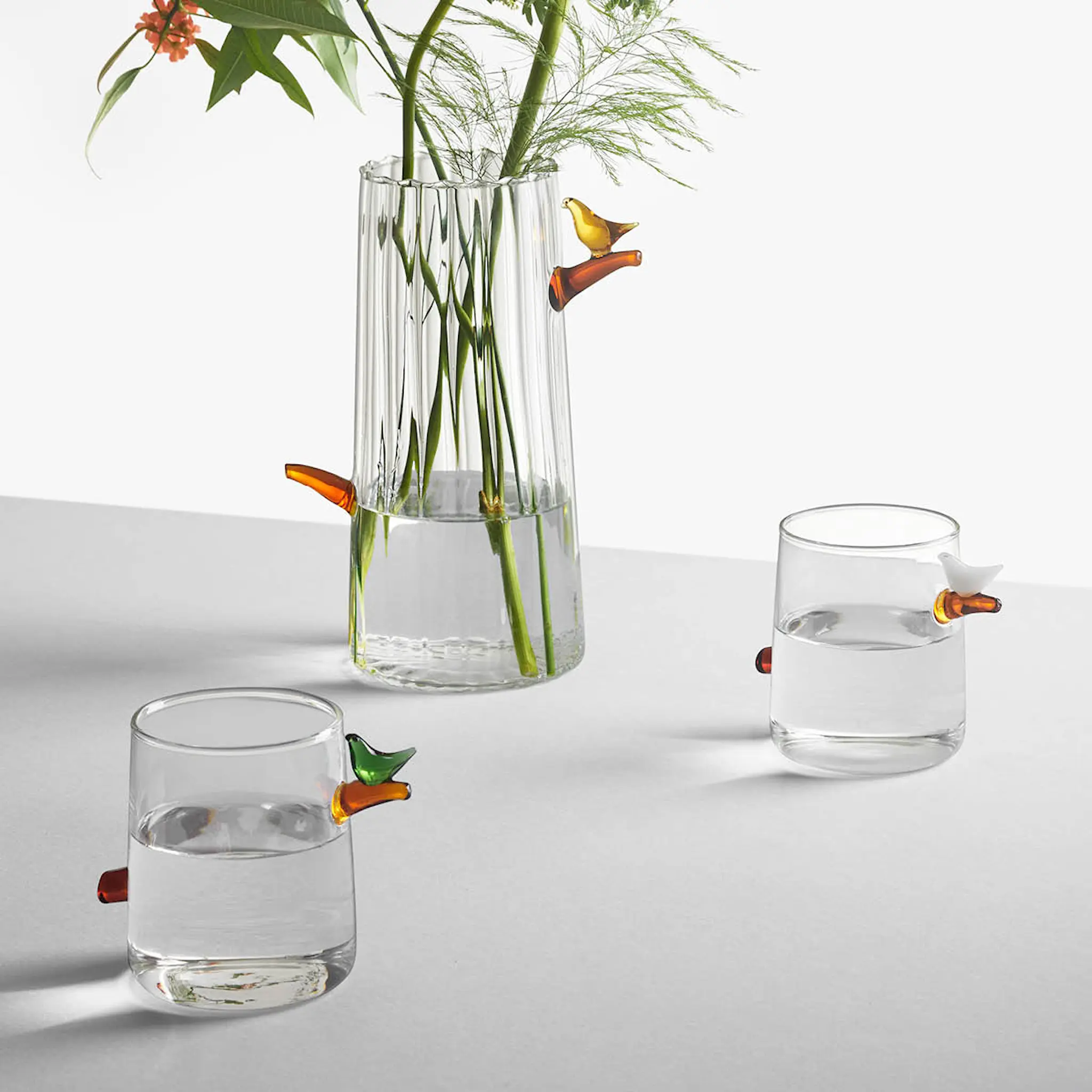 Ichendorf Milano Birds glass 32 cl fugl grønn