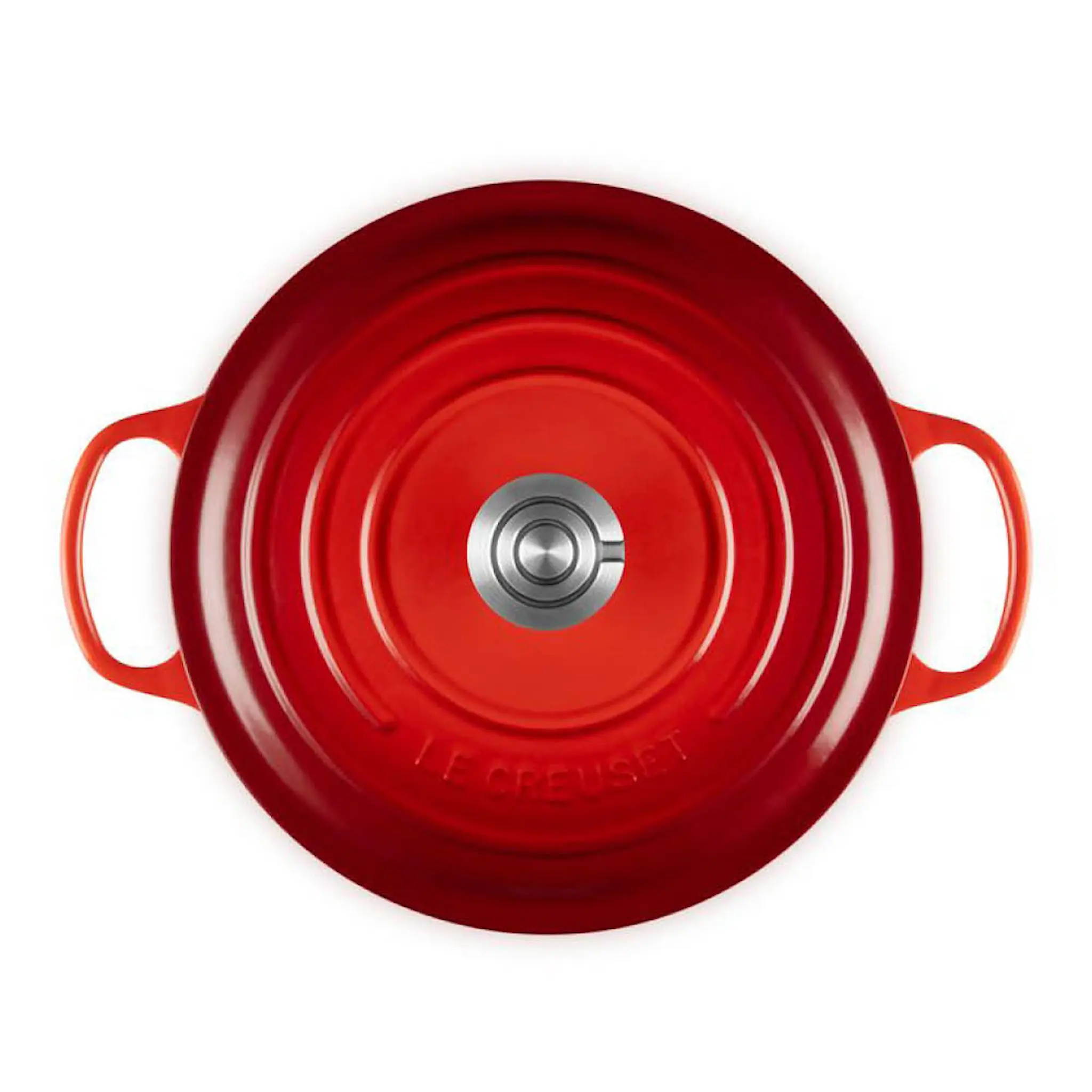 Le Creuset Signature støpejernsgryte dyp rund 6,3L 26 cm cerise/crucible knob