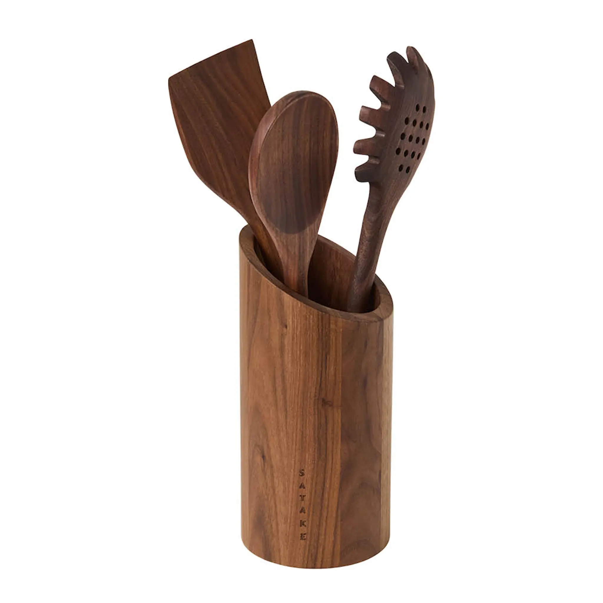 Satake Ruoanlaittovälinesetti telineellä 4 osaa Pähkinäpuu