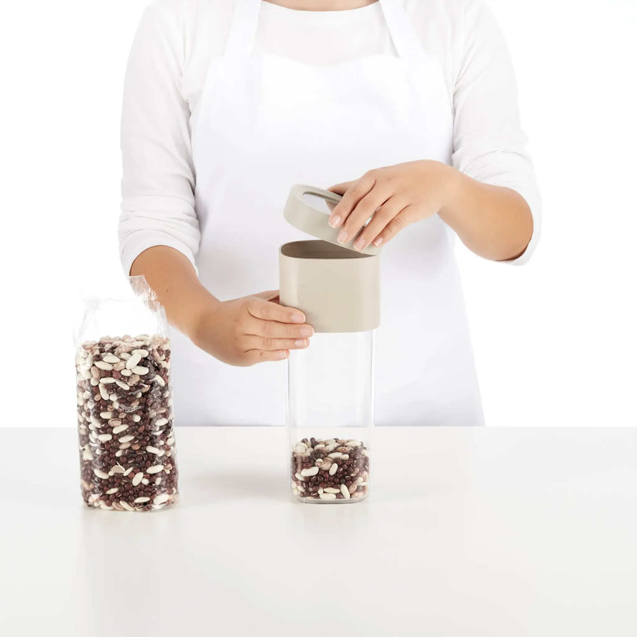 Lékué Flip Storage förvaringsburk L med lock beige