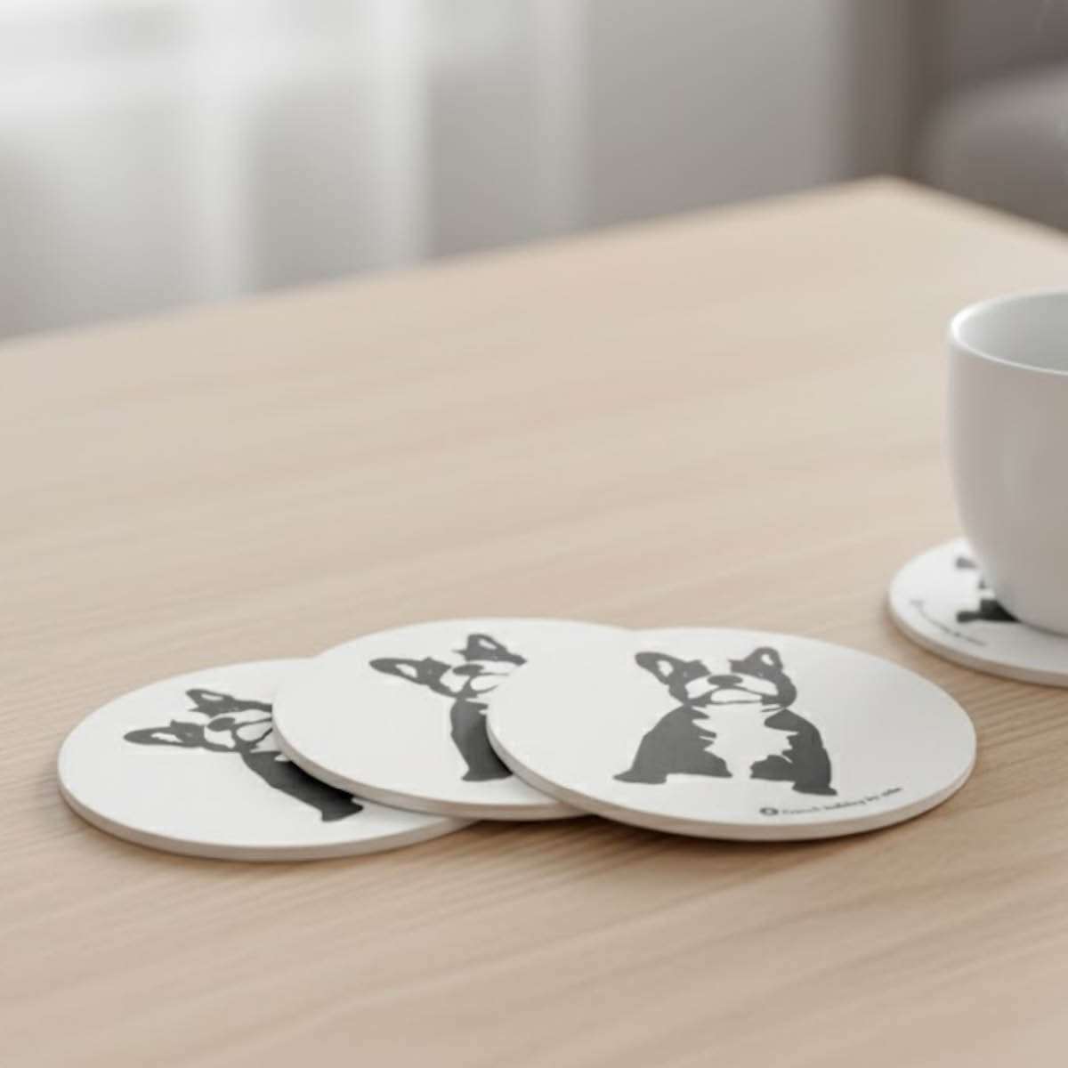 Rotor Design Buster glasunderlägg 9x9 cm 4-pack vit/svart