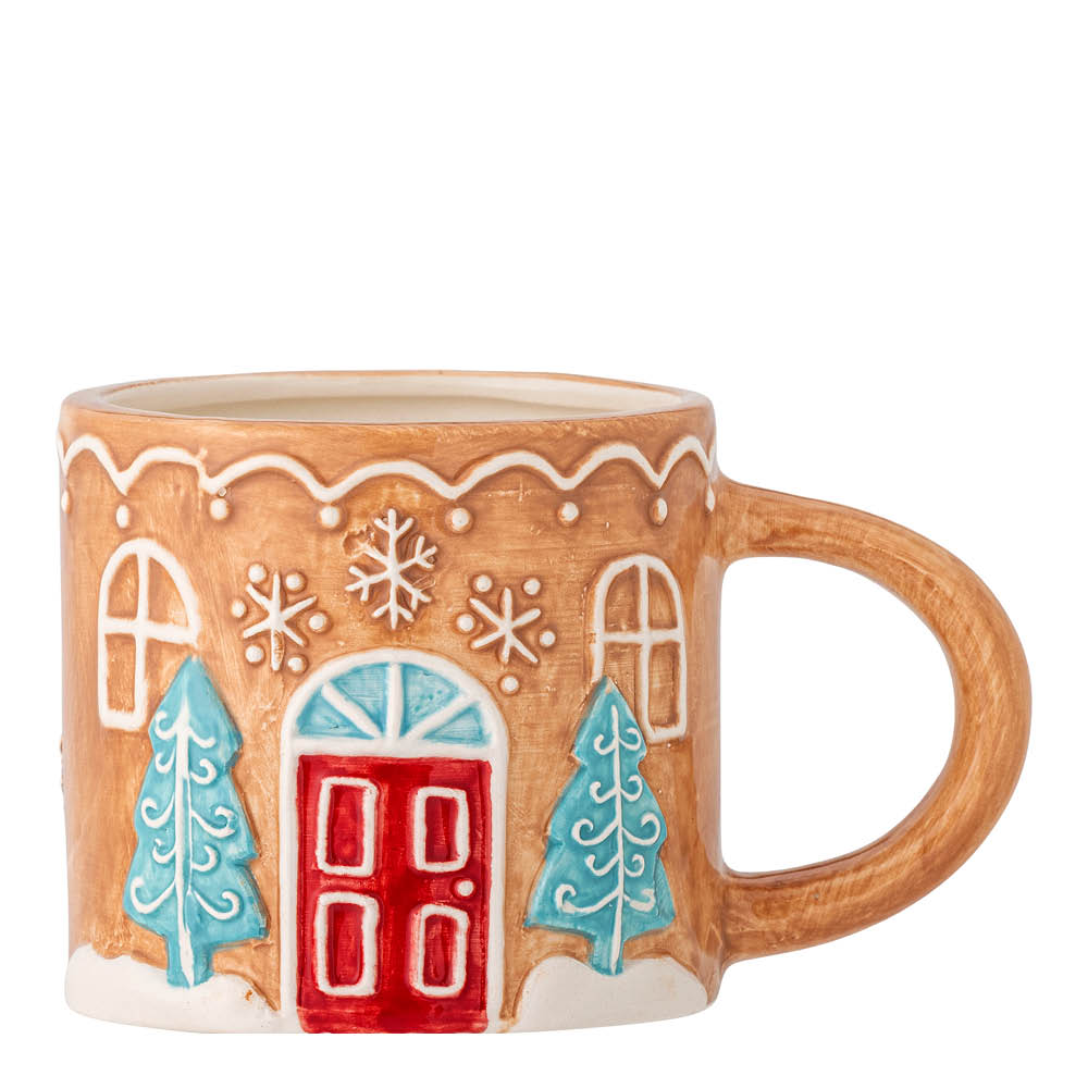 Bloomingville Ginnie mugg med lock 37 cl pepparkakshus