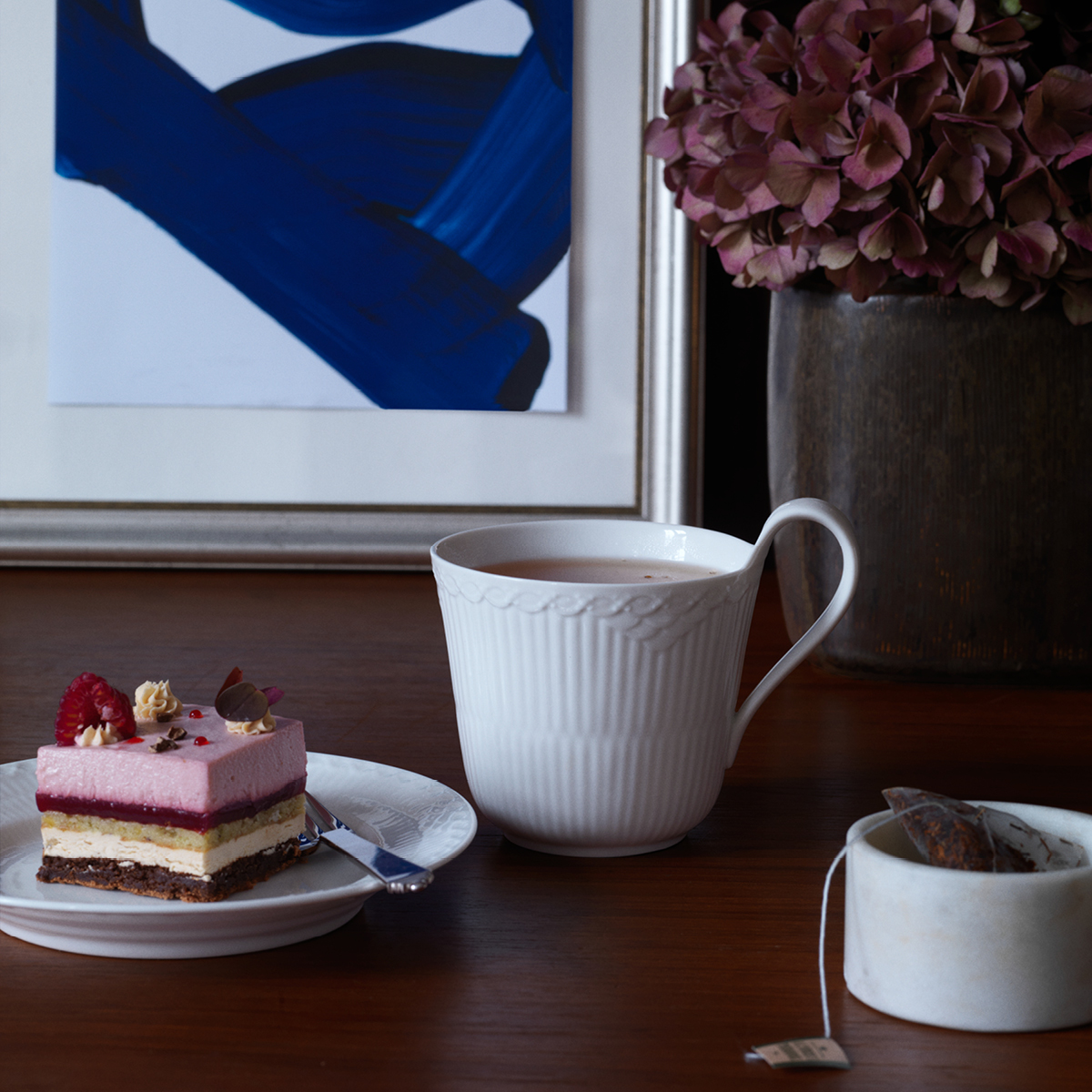 Royal Copenhagen Hvit Riflet Halvblonde tallerken 17 cm