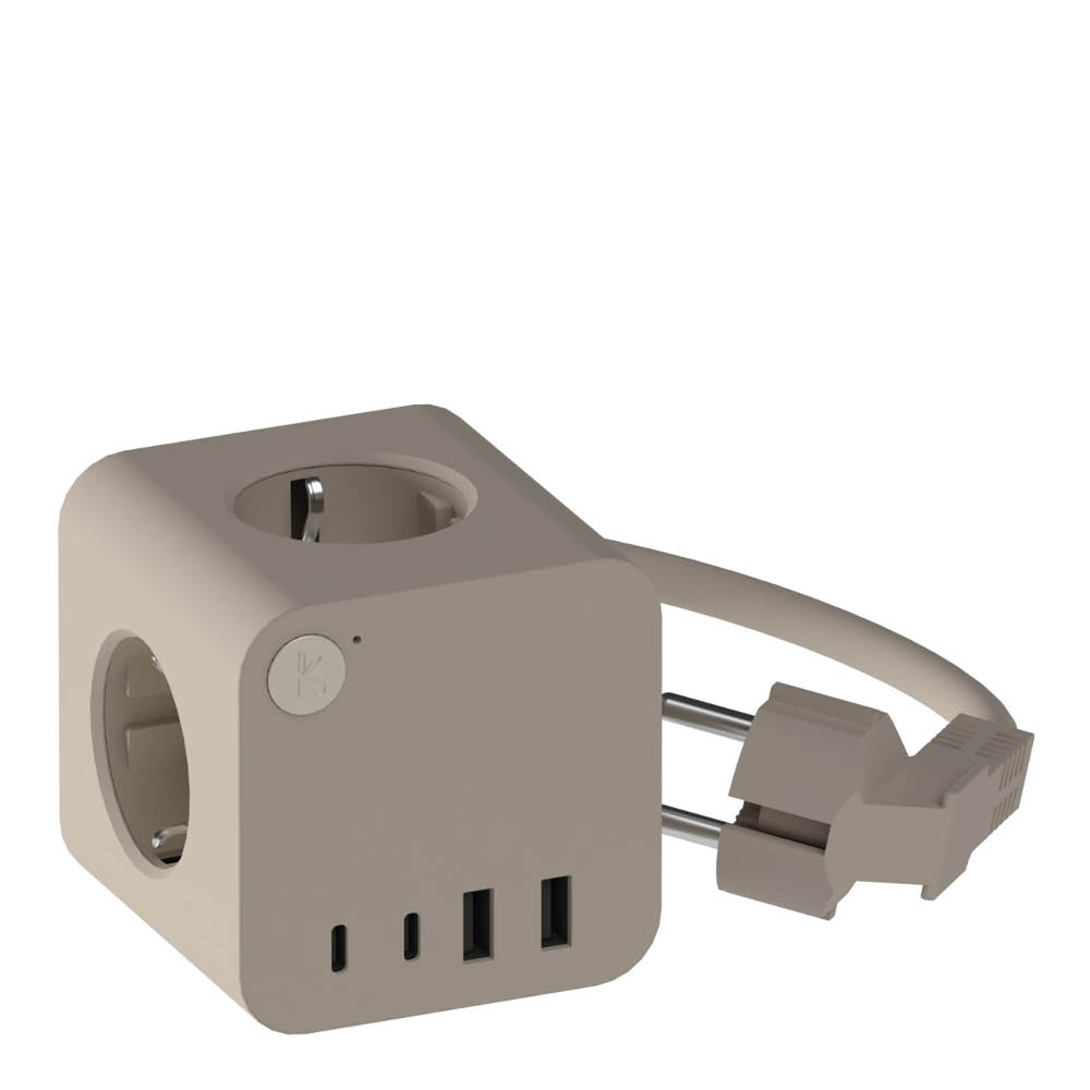 Kreafunk Ampie Wired grenuttag med USB-A & USB-C sand