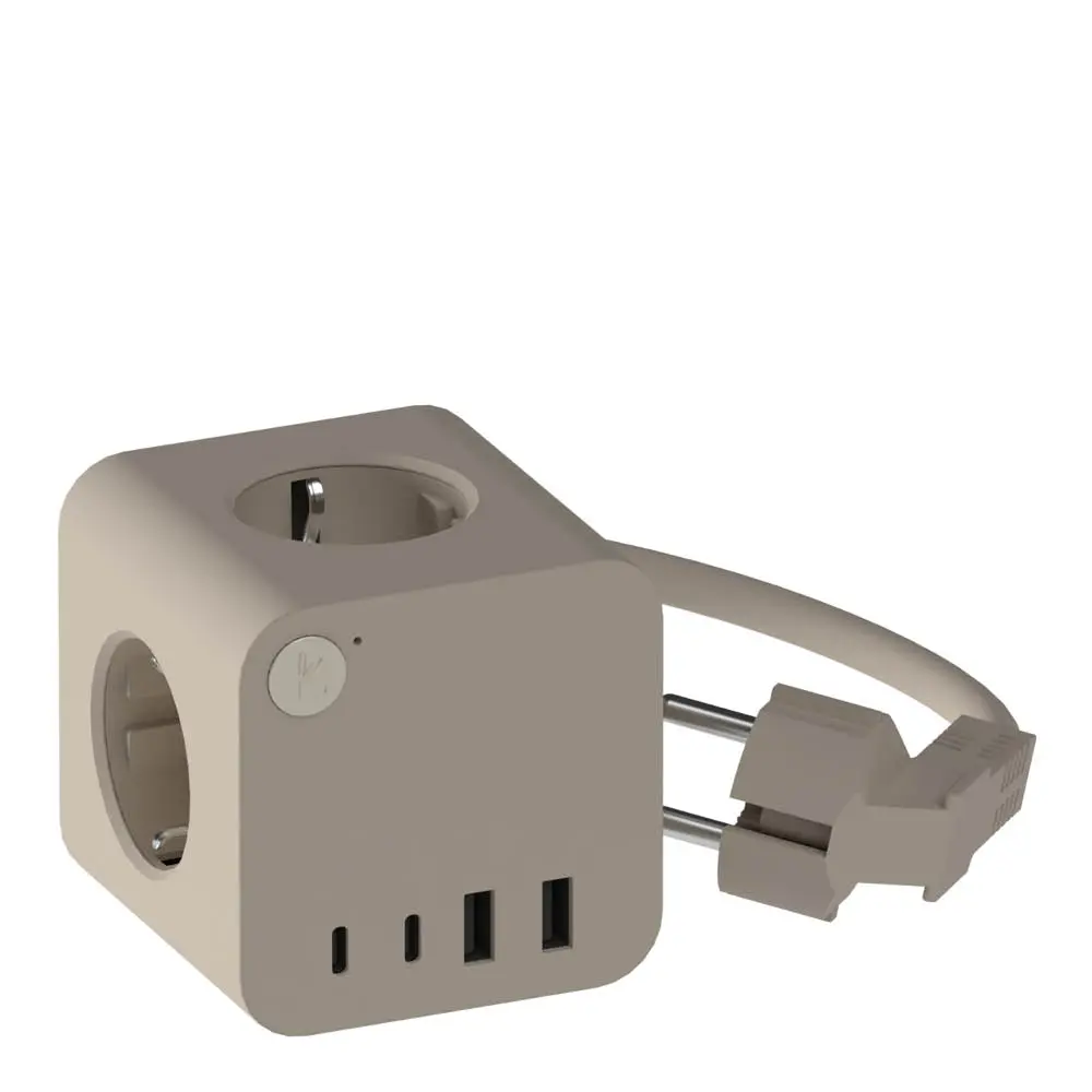 Ampie Wired multistikkontakt USB-A/USB-C sand