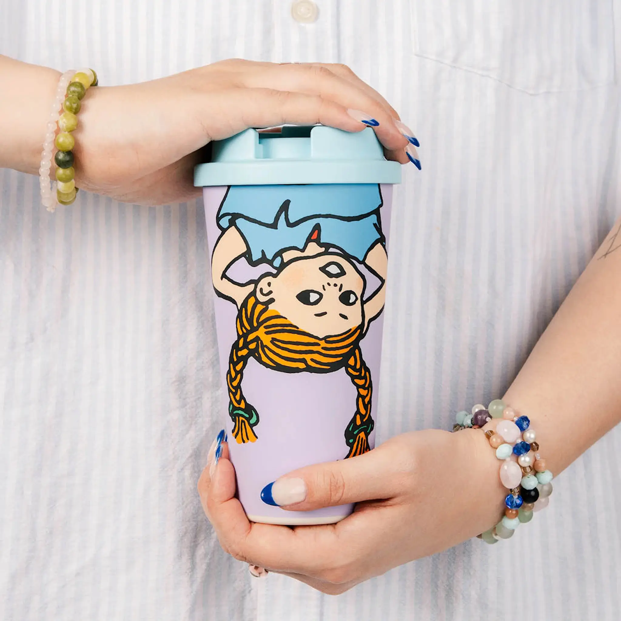 Nordicbuddies Pippi take away mugg 45 cl Pippi uppochner lila