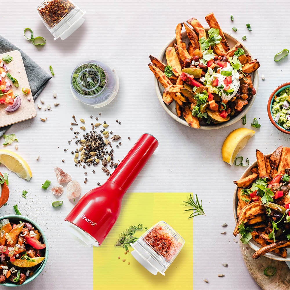 FinaMill Oppladbar krydderkvern m/2 finapod 23 cm sangria