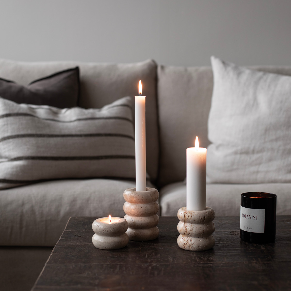 Tell Me More Travertin Kynttilänjalka 10,5 cm