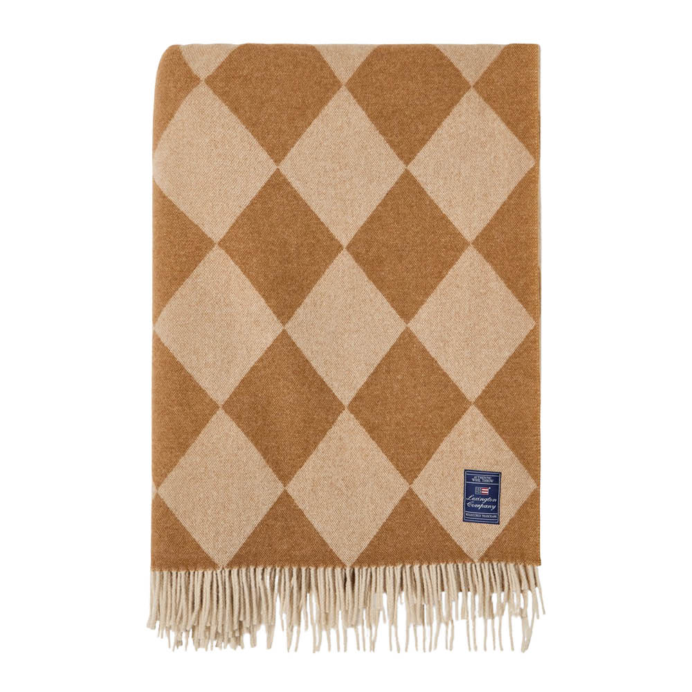 Lexington Argyle pläd ull 130x170 cm fudge/vit