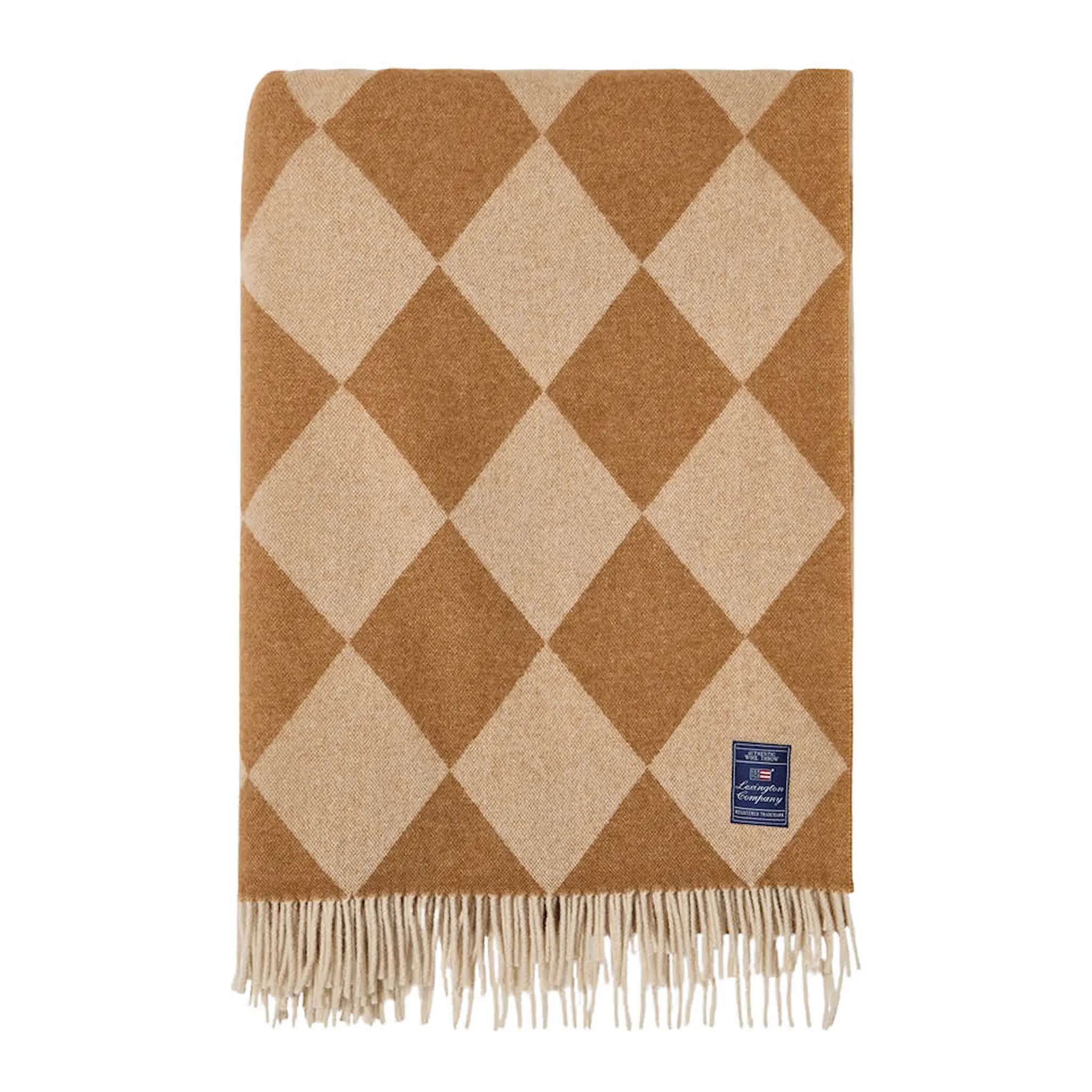 Lexington Argyle pläd ull 130x170 cm fudge/vit