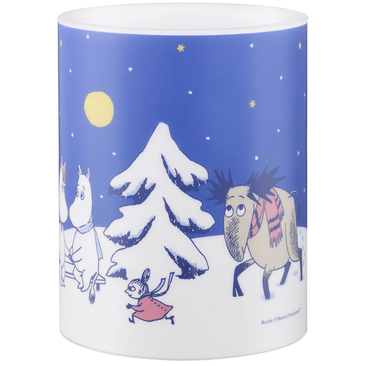 Muurla Mumin LED blockljus 12,5 cm Stjärnklar natt blå
