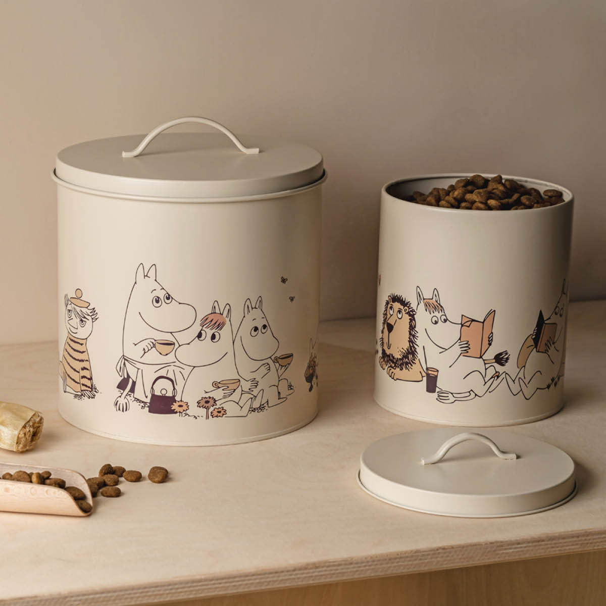 Muurla Moomin for Pets plåtburk set 2-pack 19+21 cm beige