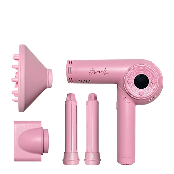 M Dryer hårtork set med locktång rosa