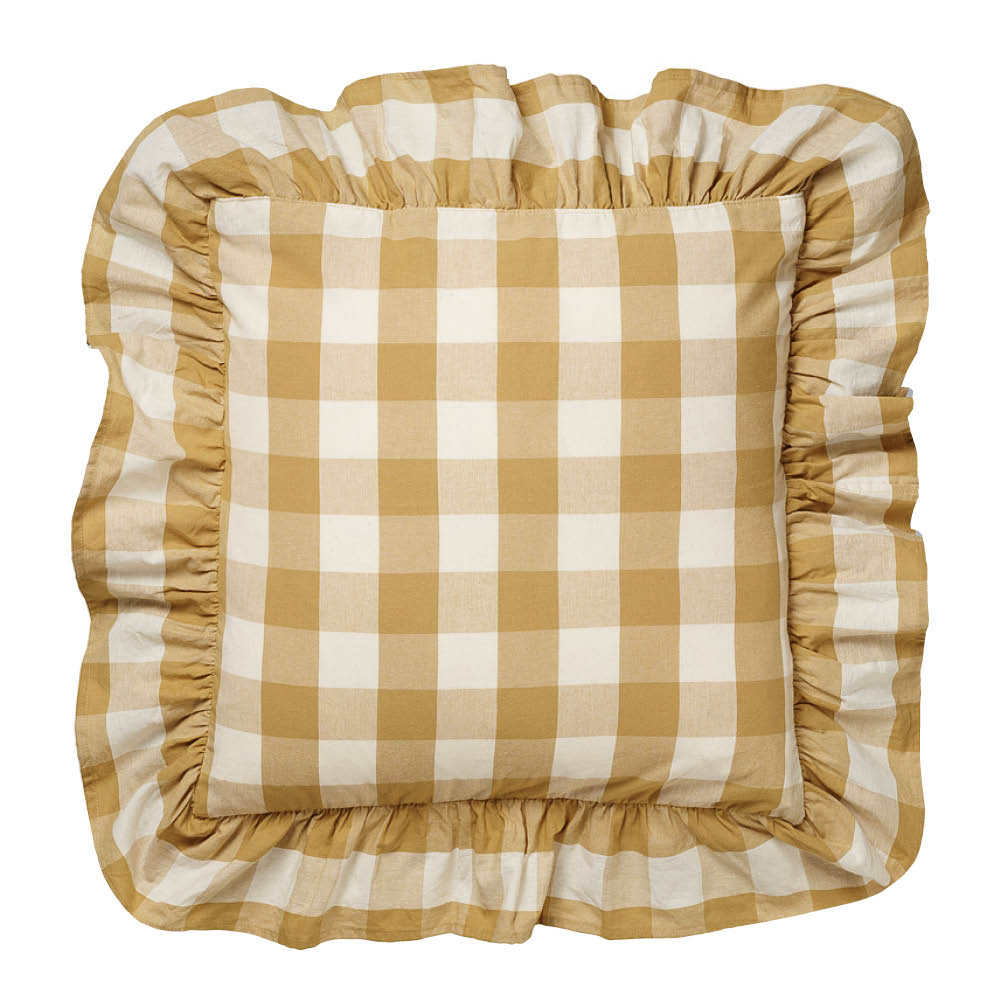 Midnatt Ruth kuddfodral med volang 50x50 cm olivgrön