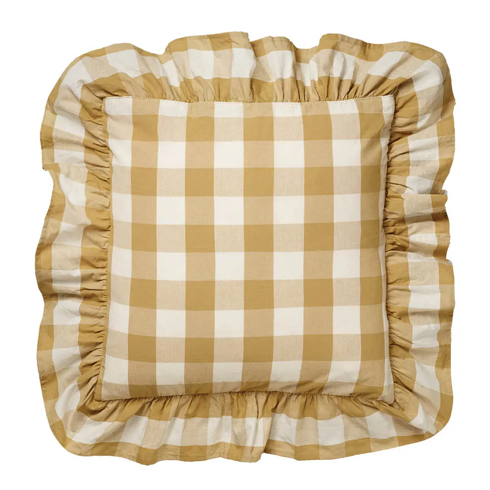 Ruth putetrekk med volang 50x50 cm olivgrønn