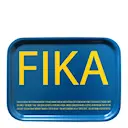 Fika Bricka Engelsk Text 27x20 cm Blå/Gul